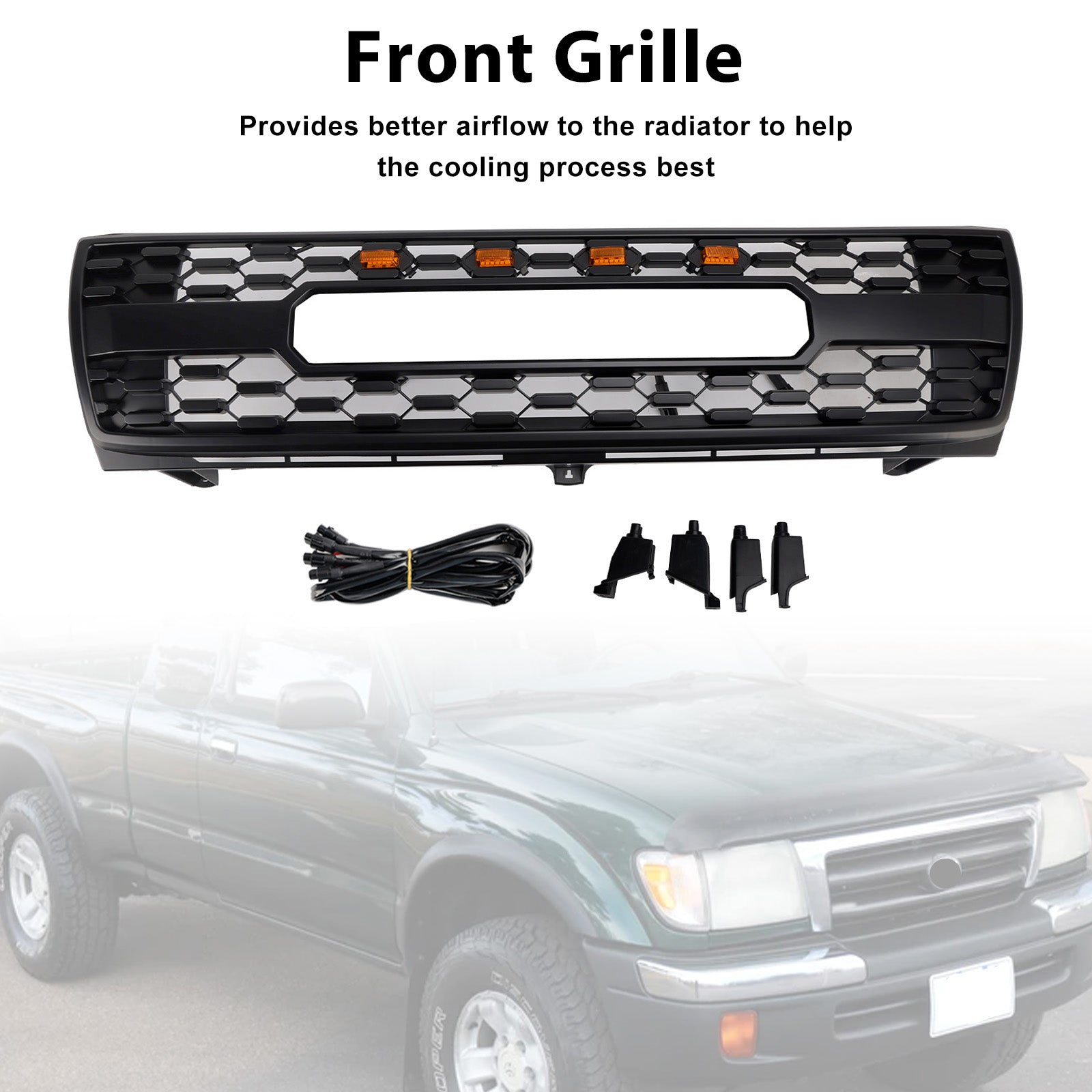 1997-2000 Toyota Tacoma TRD PRO Honeycomb Front Bumper Grill Grille