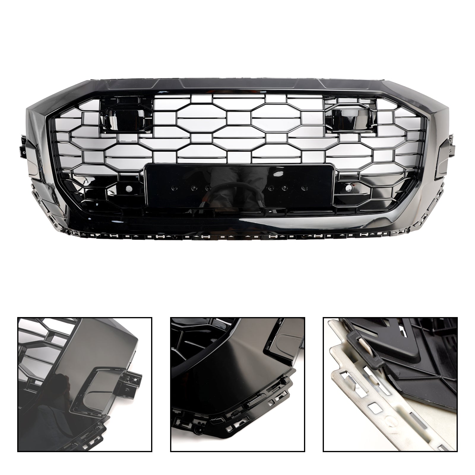 2019-2023 Audi Q8/SQ8 RSQ8 Style Gloss Black Front Honeycomb Mesh Grille
