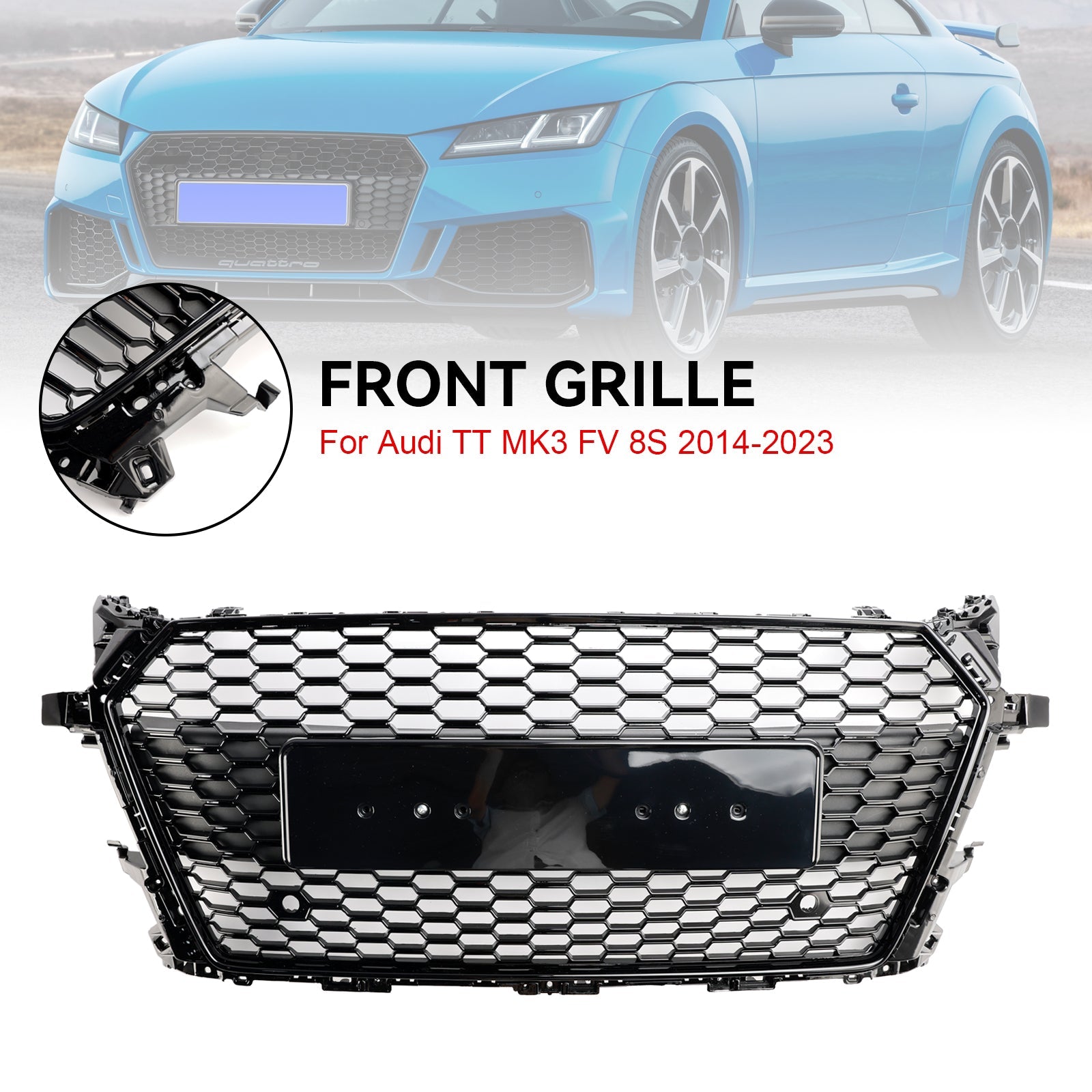2014 2015 2016 2017 2018 2019 2020 2021 2022 2023 Audi TT MK3 FV 8S RS Style Front Honeycomb Grille Grill