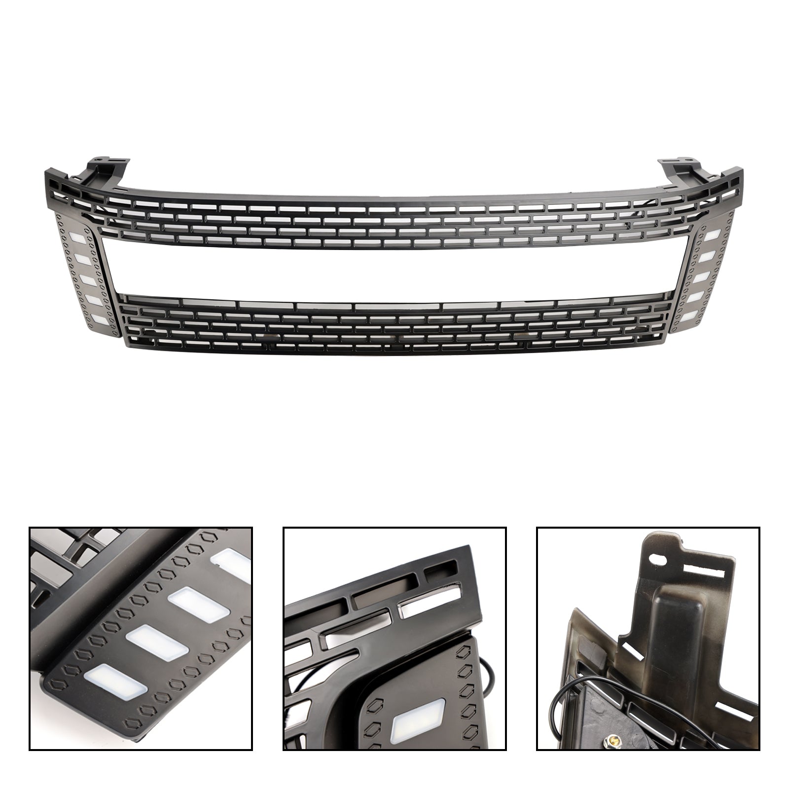 2012-2014 Ford Ranger T6 w/ LED Light Matt Black Front Bumper Grill Grille