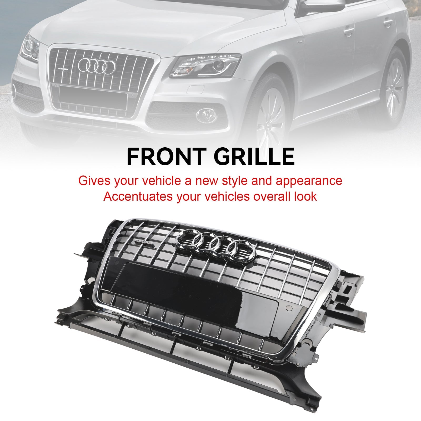 2009 2010 2011 2012 Audi Q5 SQ5 Front Bumper Grill Grille 8R0853651PT94 Chrome