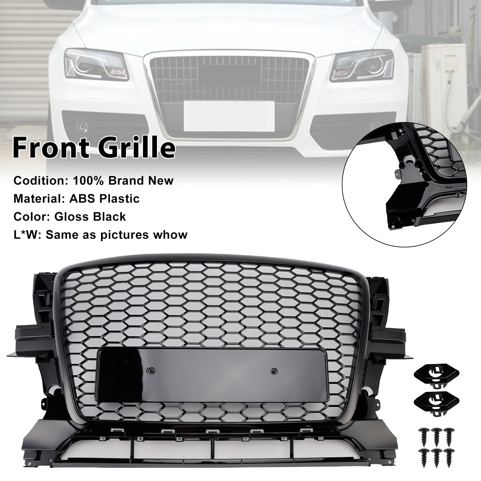 2009-2012 Audi Q5 Gloss Black Front Bumper Grill Grille 8R0853651B