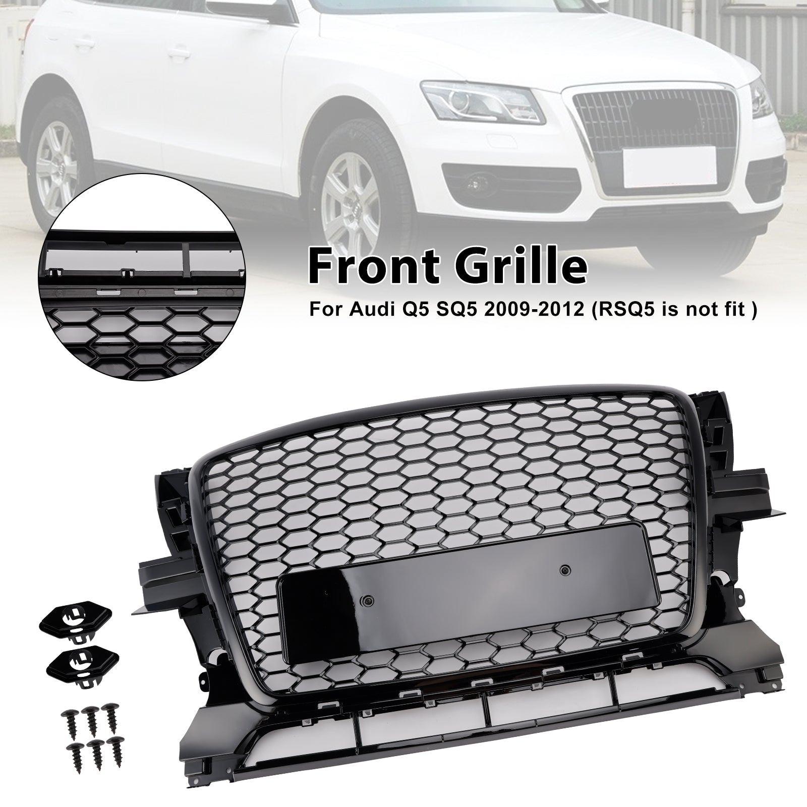 2009-2012 Audi Q5 Gloss Black Front Bumper Grill Grille 8R0853651B