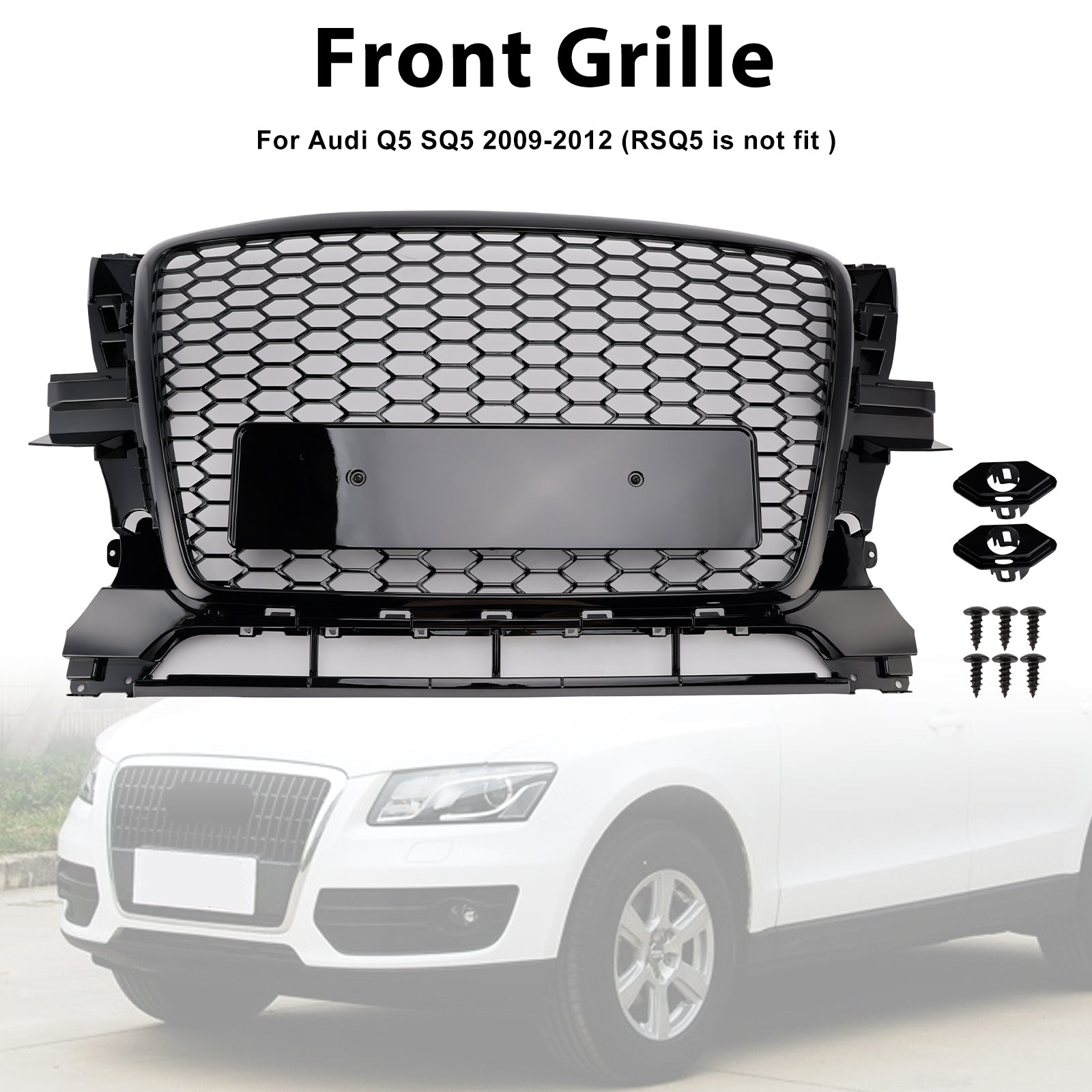 2009-2012 Audi Q5 Gloss Black Front Bumper Grill Grille 8R0853651B
