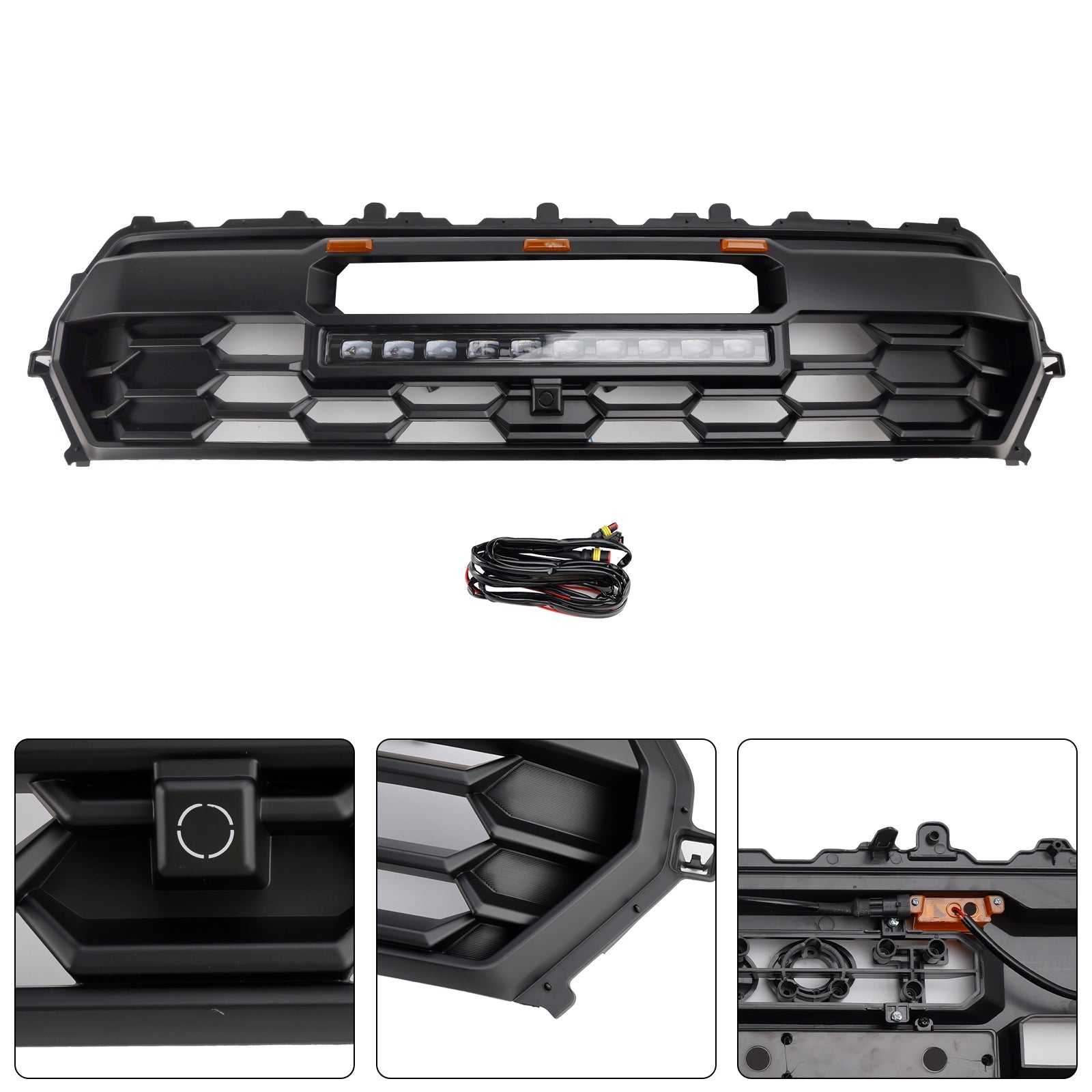 2024+ Toyota Tacoma With Led & Light Bar Black Front Bumper Grill Grille