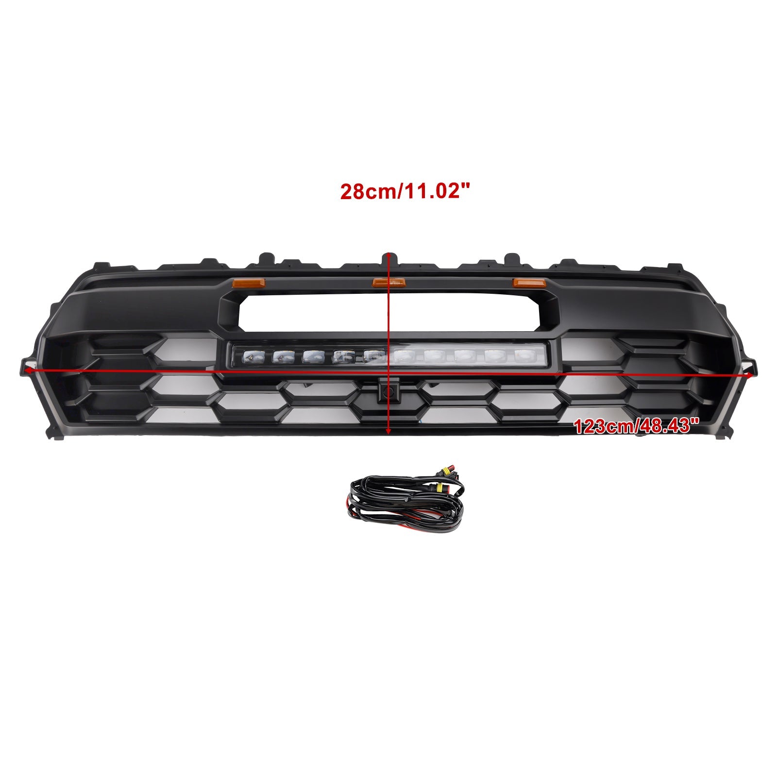 2024+ Toyota Tacoma With Led & Light Bar Black Front Bumper Grill Grille