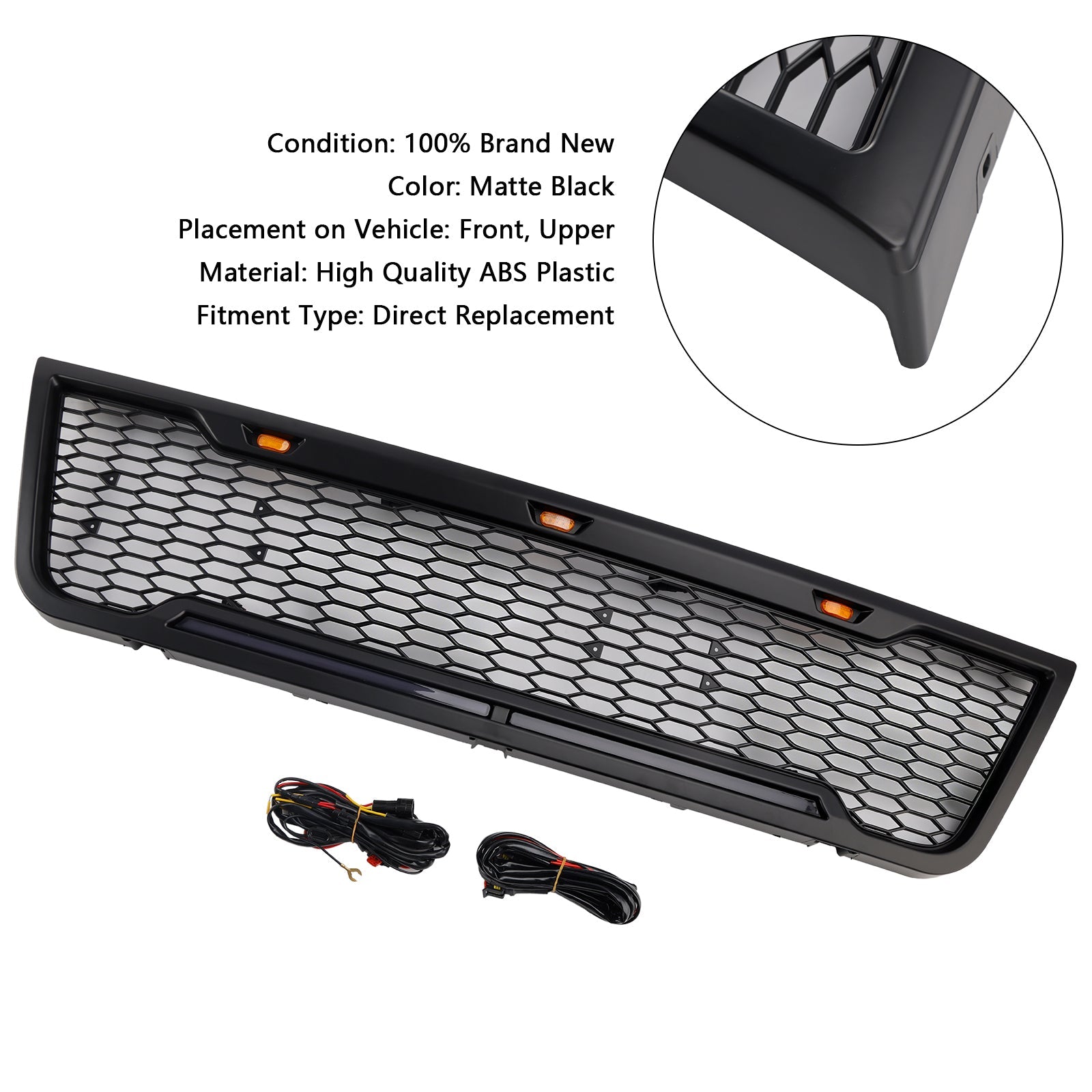 2003-2007 Ford E150 E250 E350 With Led Black Front Bumper Grill Grille