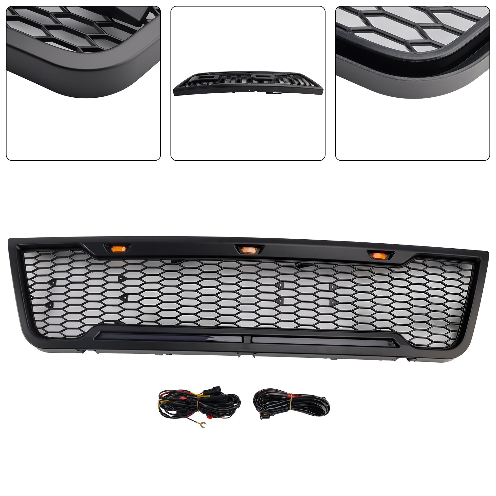 2003-2007 Ford E150 E250 E350 With Led Black Front Bumper Grill Grille