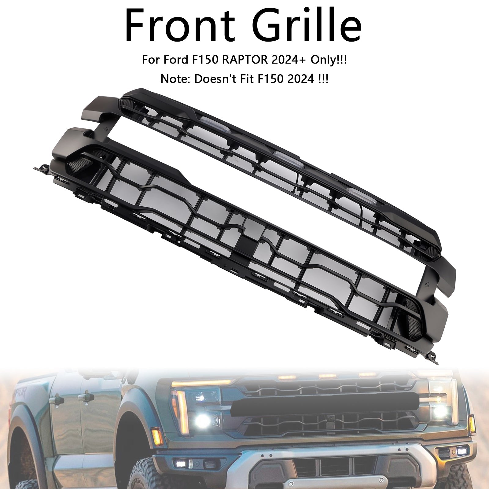 2024+ Ford F150 RAPTOR Black Front Bumper Grille Grill
