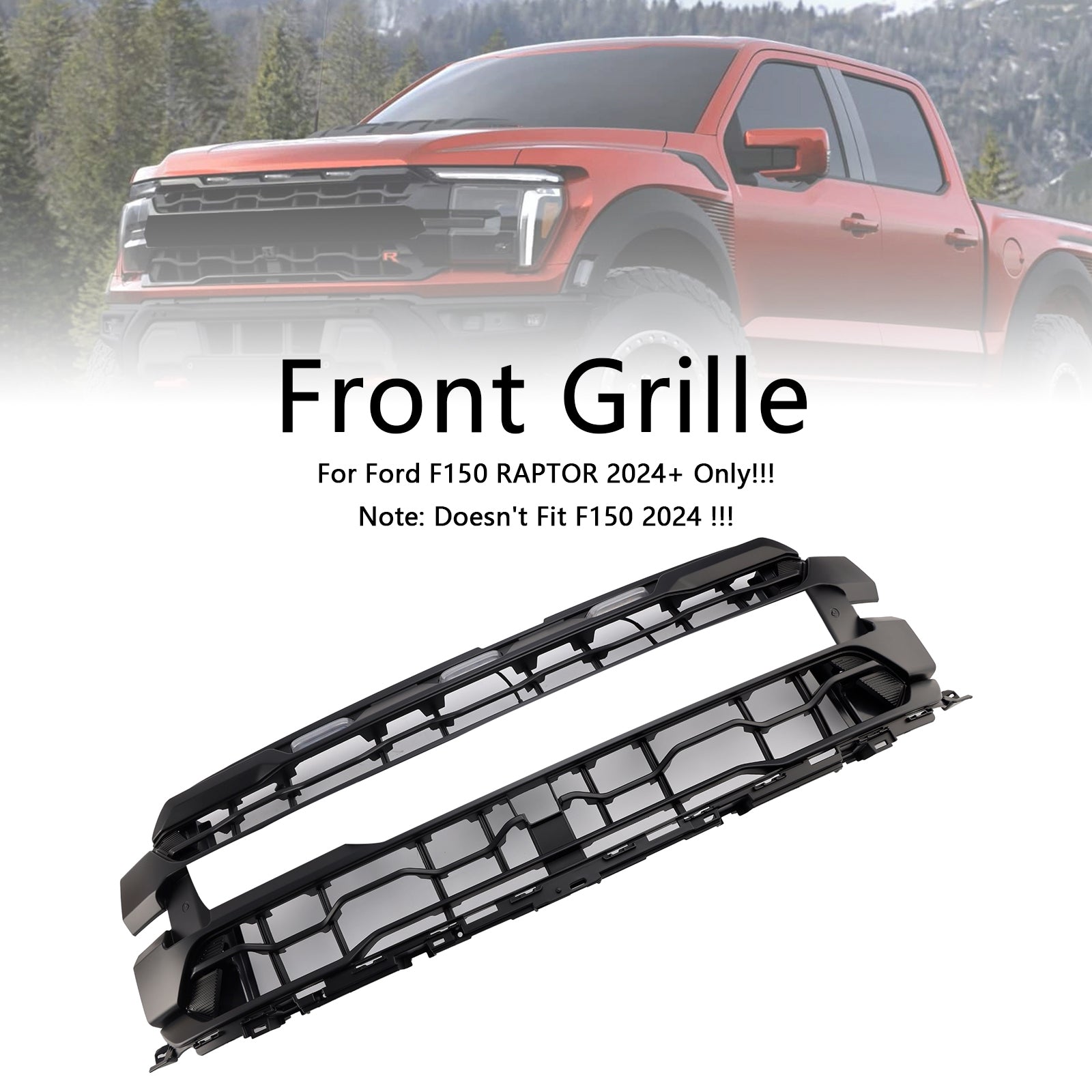 2024+ Ford F150 RAPTOR Black Front Bumper Grille Grill