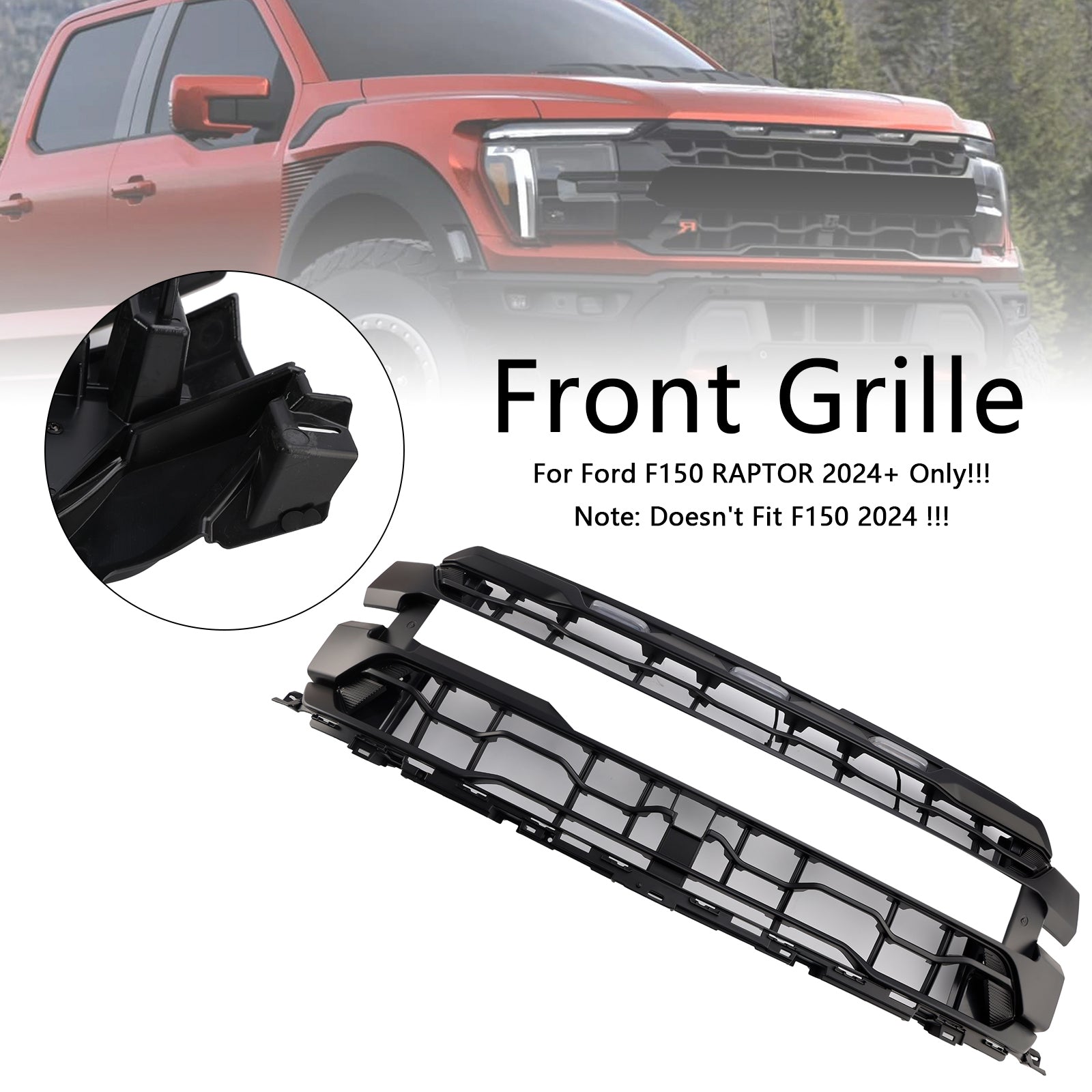 2024+ Ford F150 RAPTOR Black Front Bumper Grille Grill