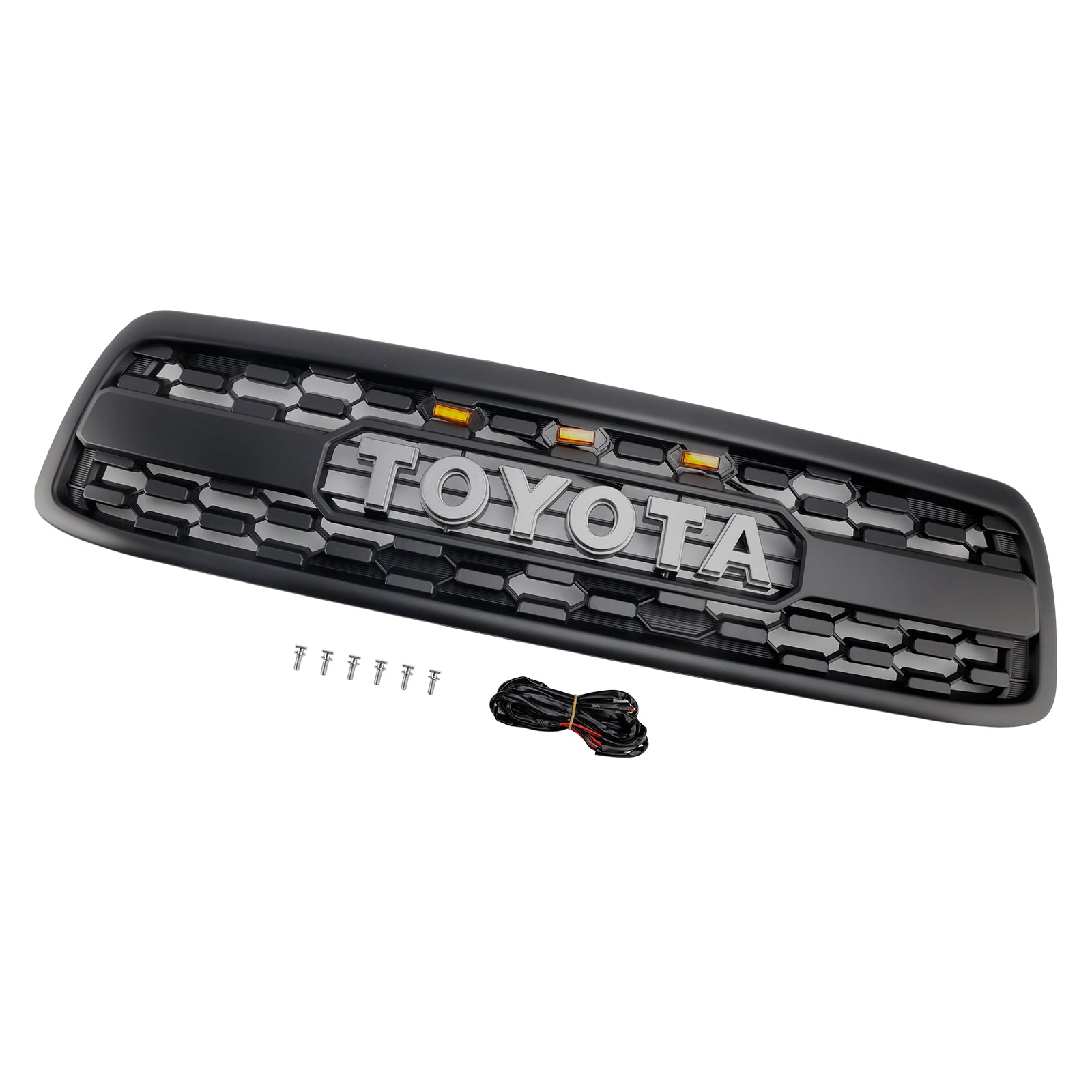 Matte Black Front Bumper Grill Grille Fit Toyota Tundra 2000-2002 W/LED