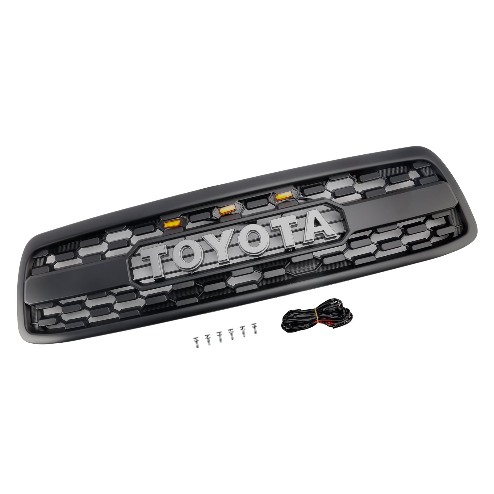 Matte Black Front Bumper Grill Grille Fit Toyota Tundra 2000-2002 W/LED