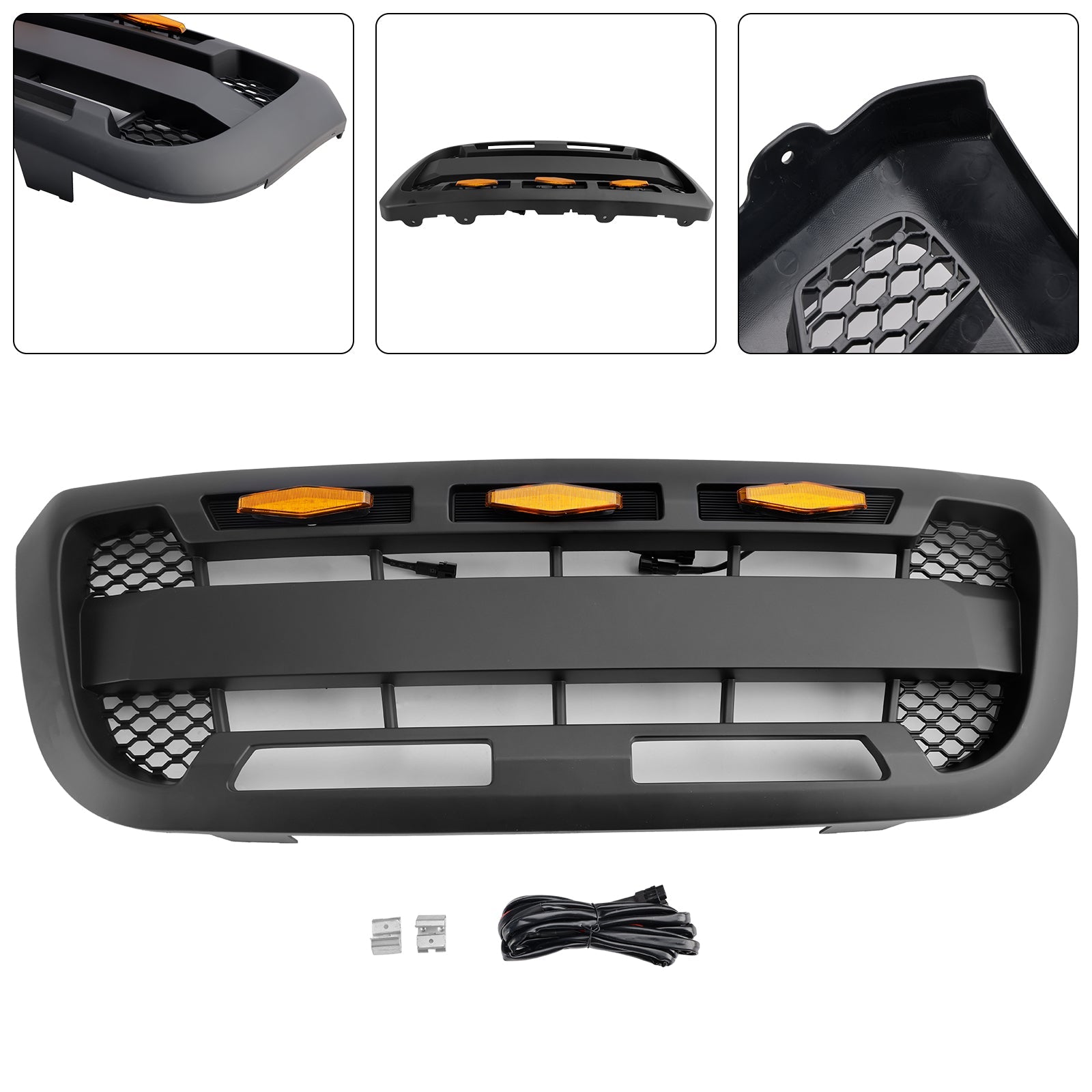 2004-2011 Ford Ranger With LED Light Matt Black Front Bumper Grill Grille