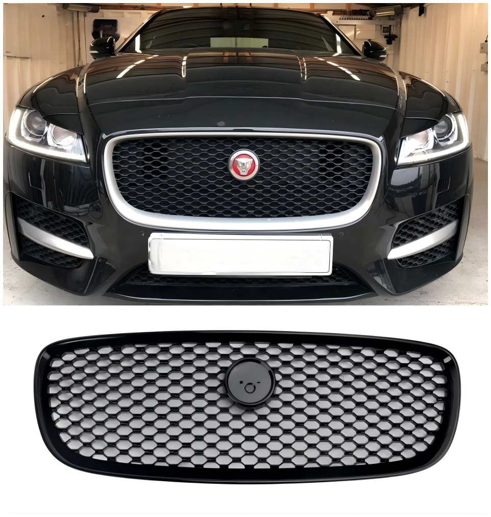 Jaguar XF 2016-2019 XF-R Style Front Bumper Grill Grille Gloss Black