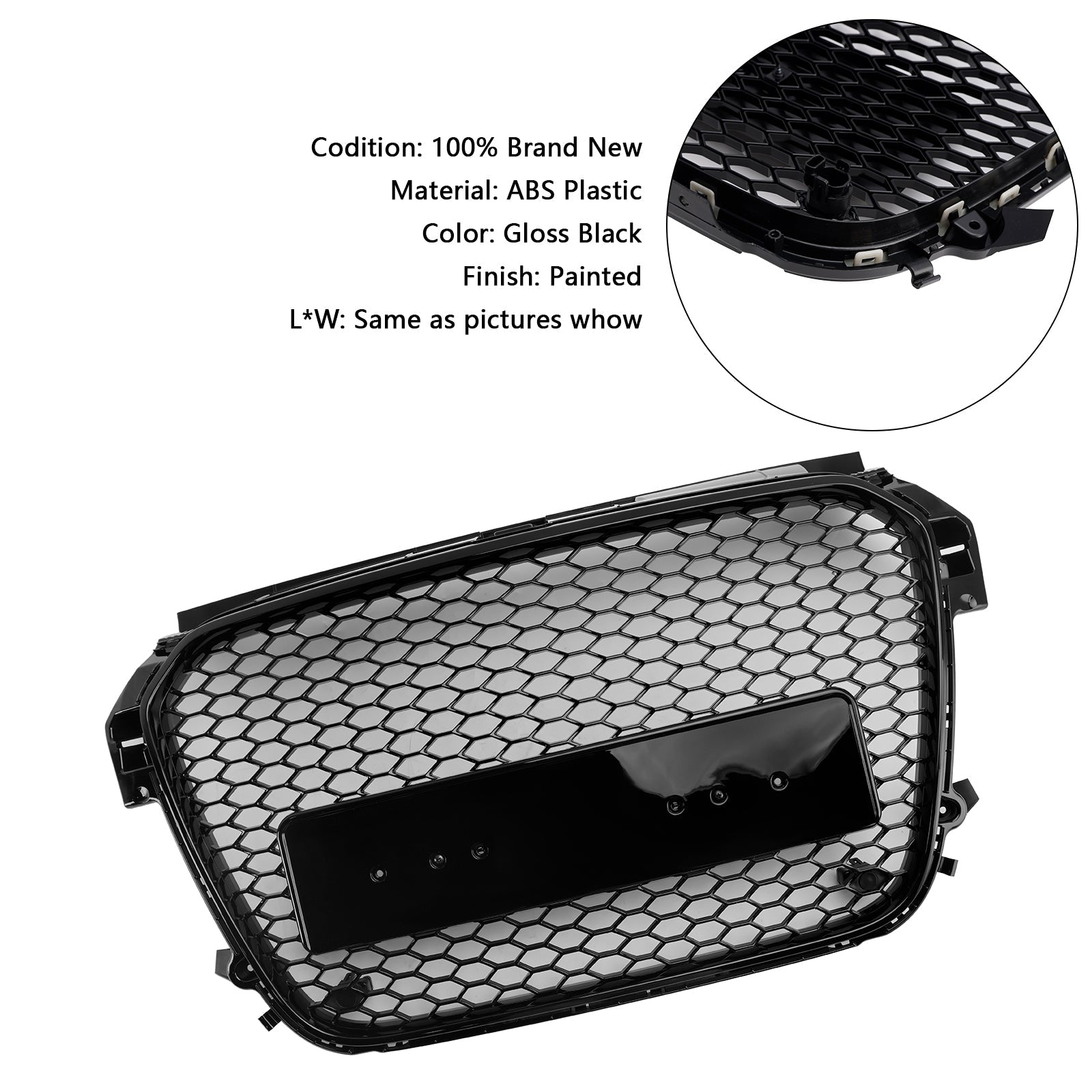 2010-2014 Audi A1 S1 Pre-Facelift Gloss Black Front Honeycomb Bumper Grill Grille