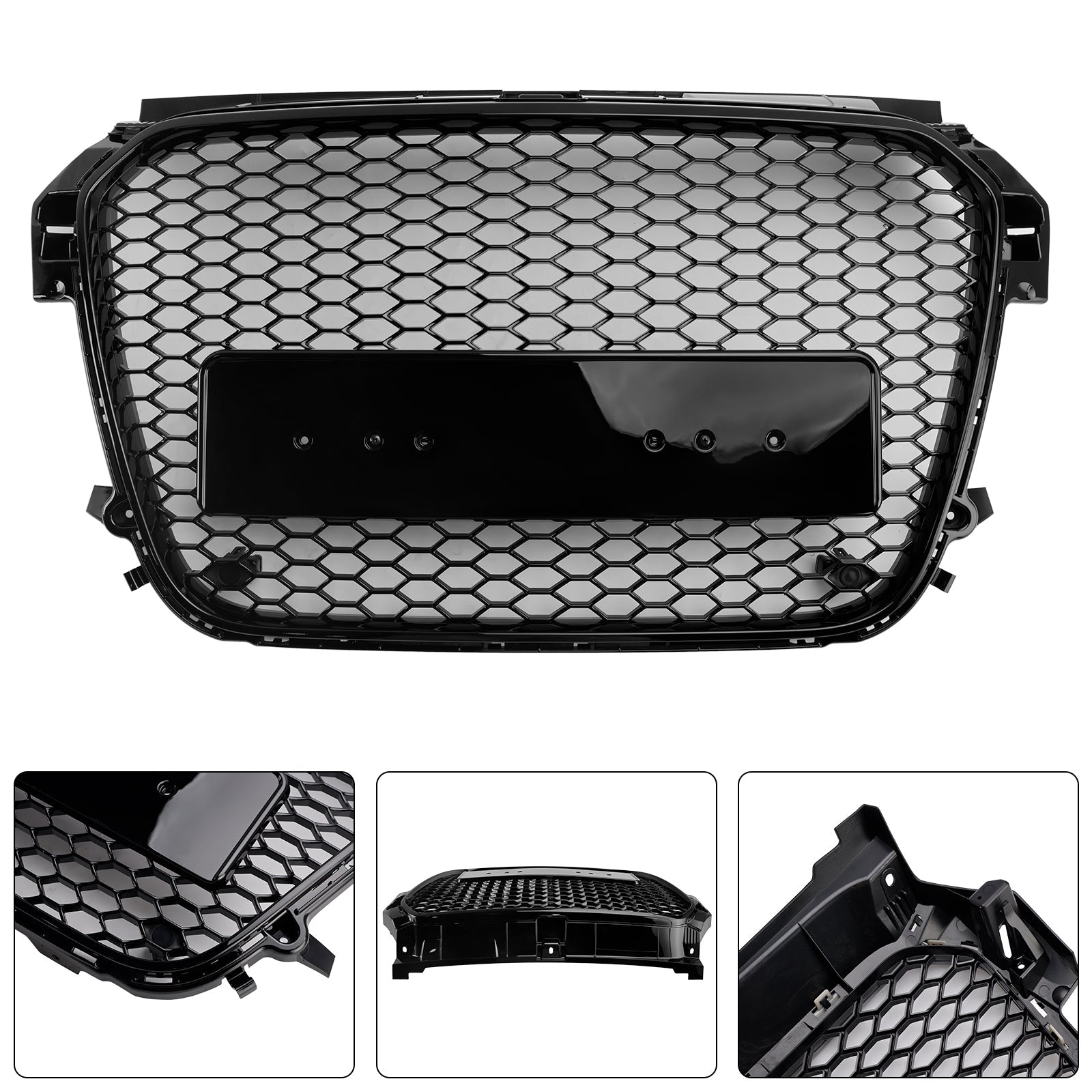 2010 2011 2012 2013 2014 Audi A1 S1 Pre-Facelift Gloss Black Front Honeycomb Bumper Grill Grille