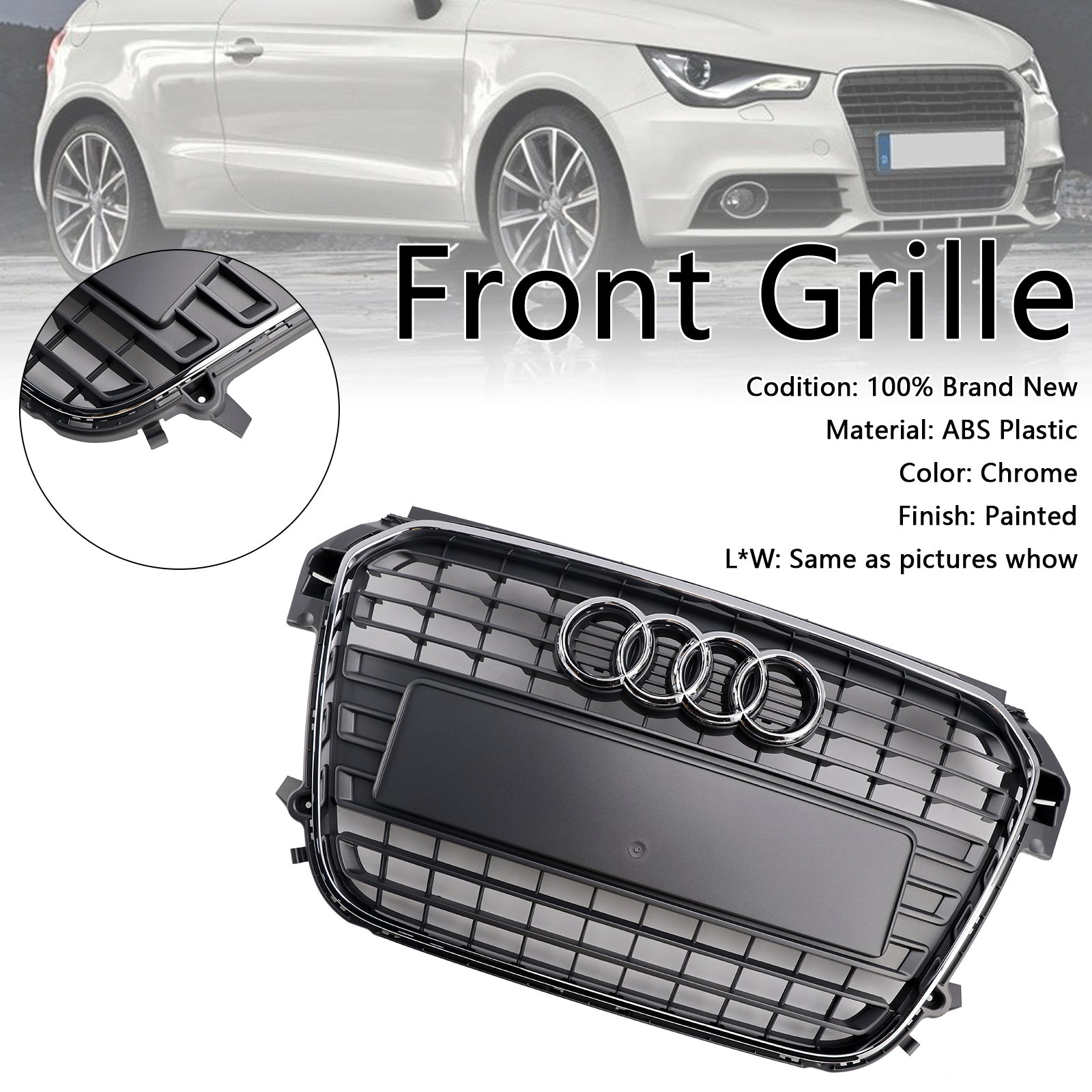 Audi A1 S-Line MK1 2010-2014 Chrome Front Bumper Grill Grille