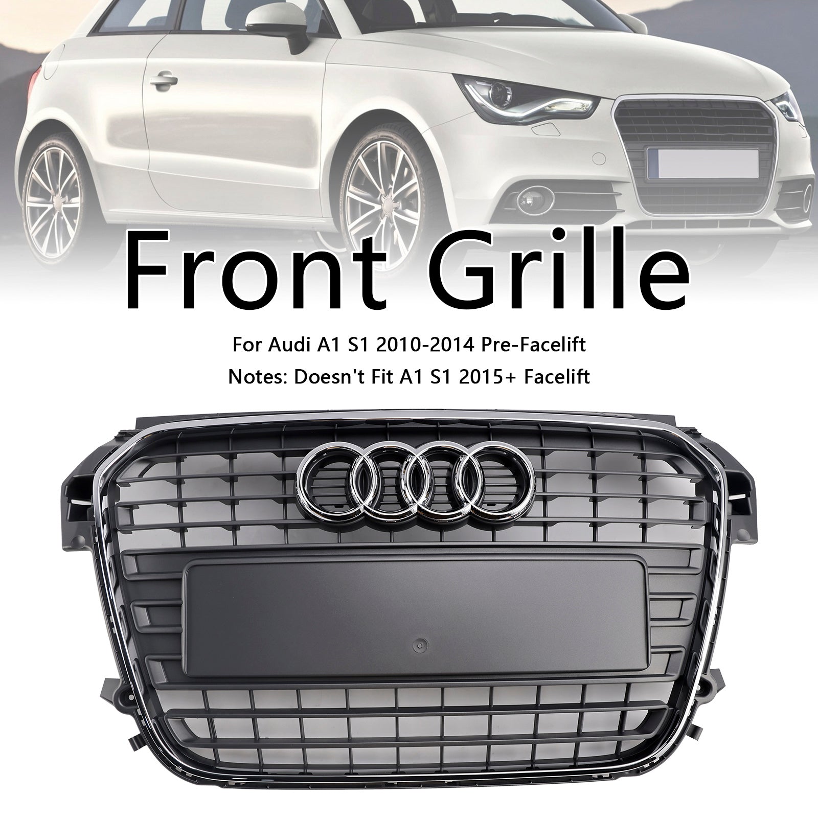 2010 2011 2012 2013 2014 Audi A1 S-Line MK1 Chrome Front Bumper Grill Grille