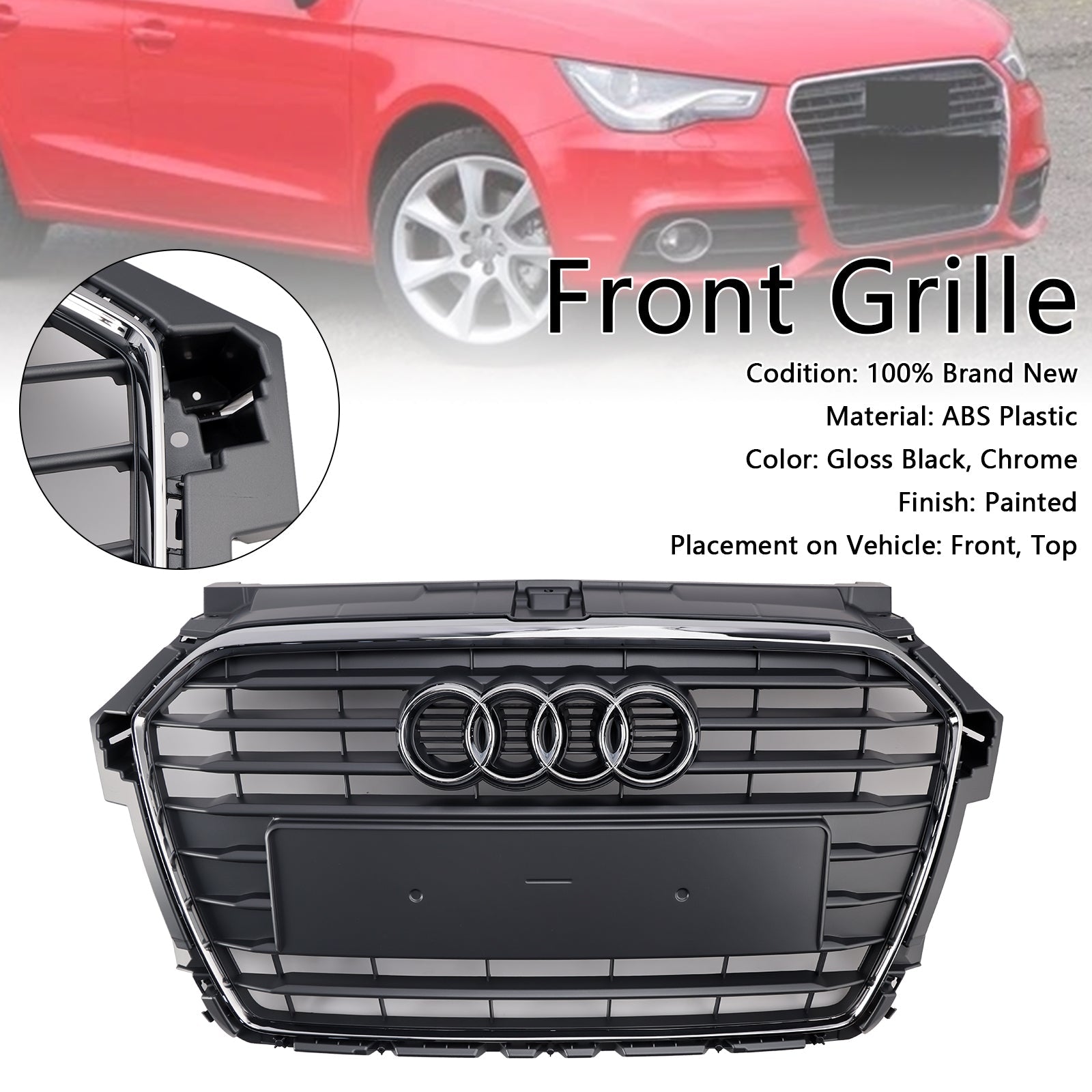 2016 2017 2018 2019 Audi A1 S1 MK1 Facelift Chrome Front Bumper Grille Grill 8XA853651B 8XA853651