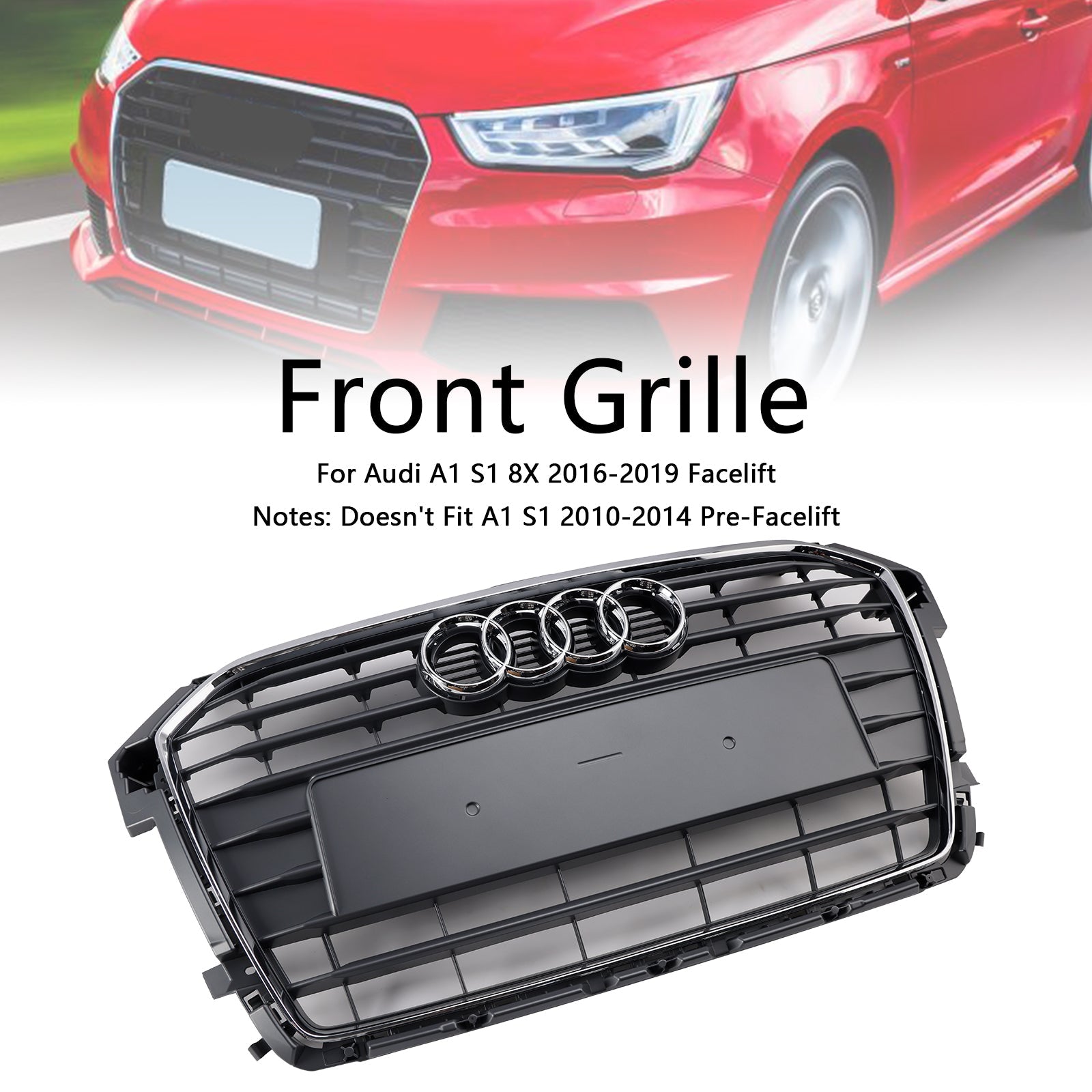 2016 2017 2018 2019 Audi A1 S1 MK1 Facelift Chrome Front Bumper Grille Grill 8XA853651B 8XA853651