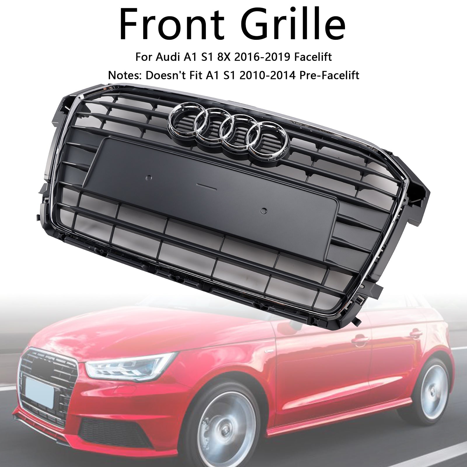 2016 2017 2018 2019 Audi A1 S1 MK1 Facelift Chrome Front Bumper Grille Grill 8XA853651B 8XA853651
