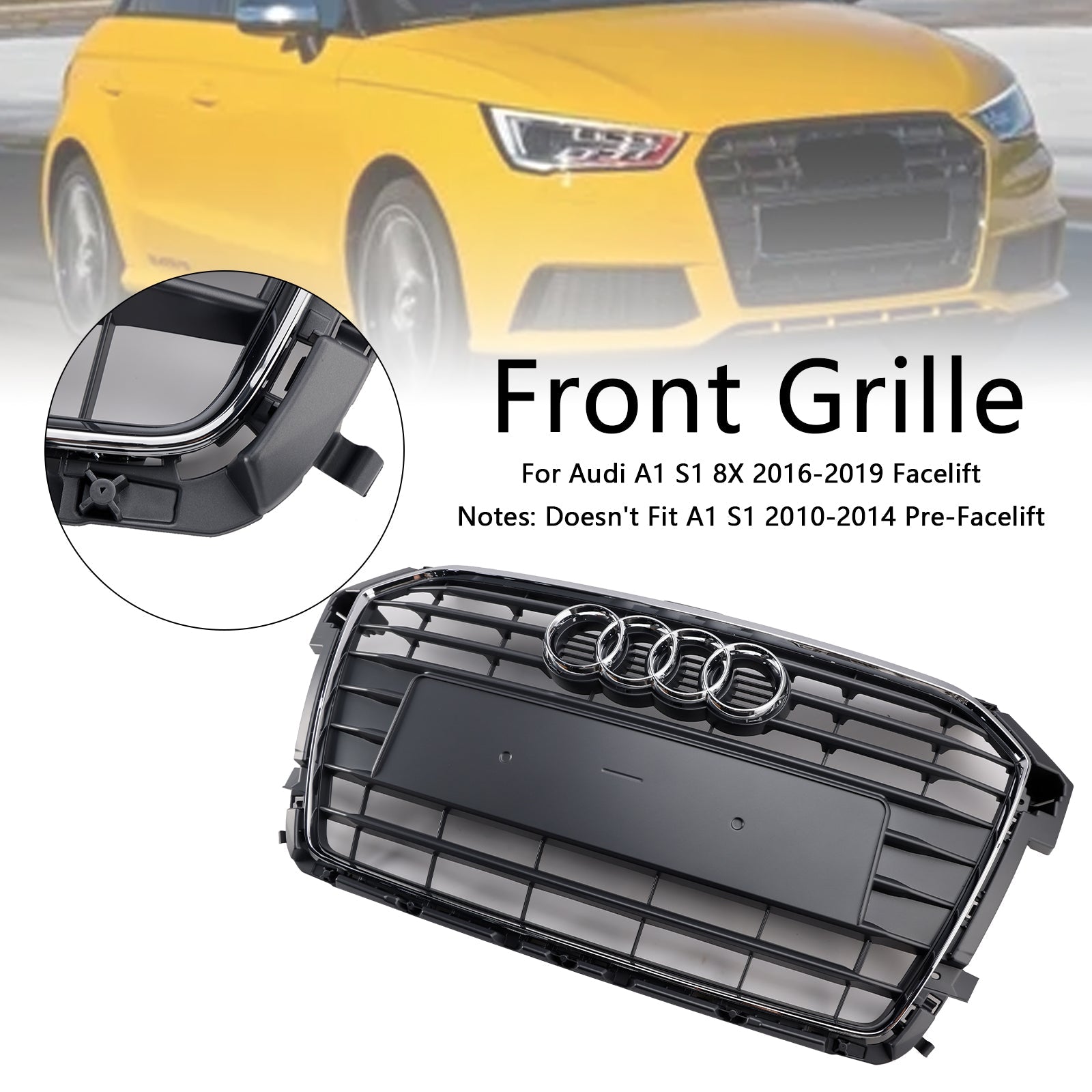 2016 2017 2018 2019 Audi A1 S1 MK1 Facelift Chrome Front Bumper Grille Grill 8XA853651B 8XA853651