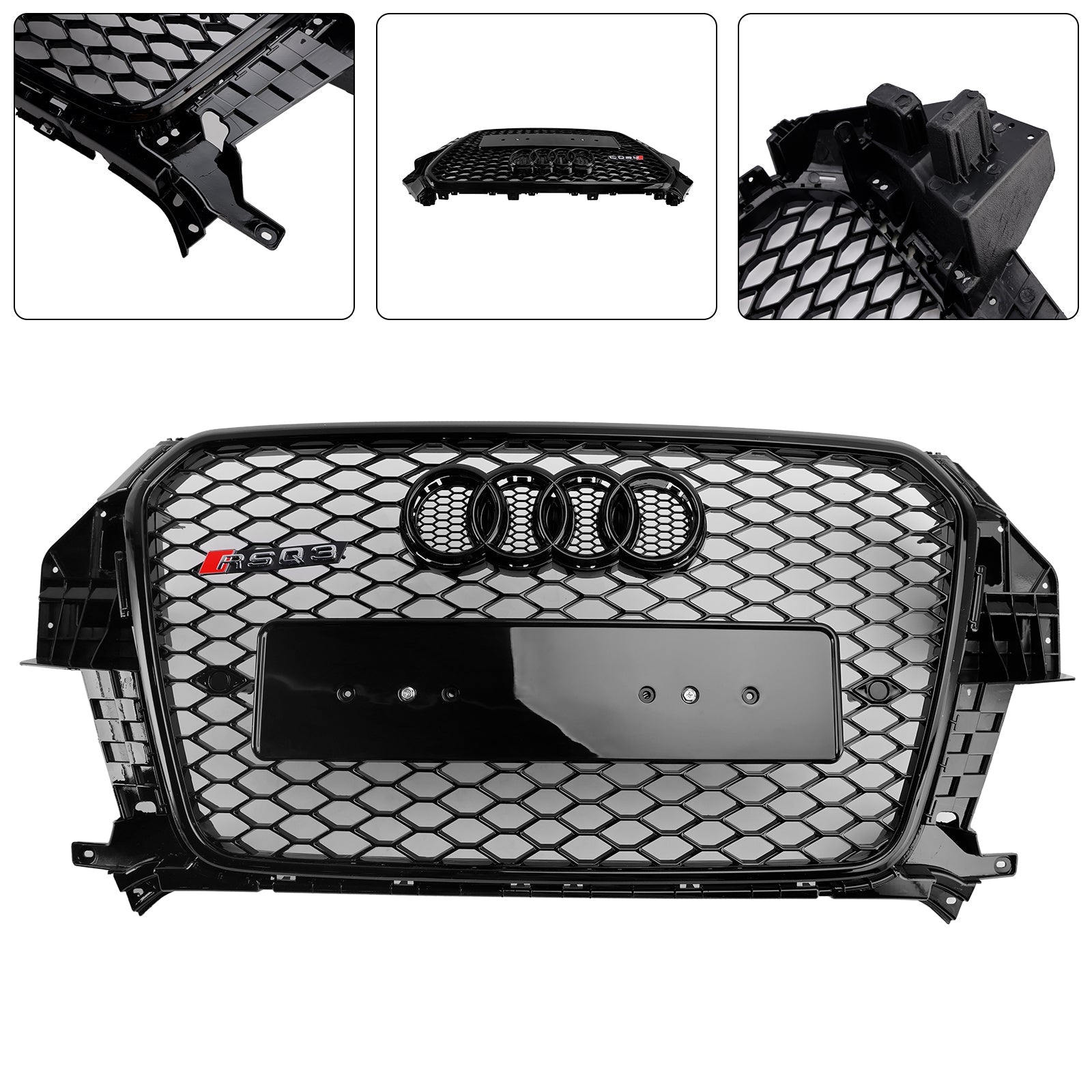 2011 2012 2013 2014 2015 Audi Q3/ S-Line RSQ3 Style Gloss Black Front Honeycomb Mesh Grille