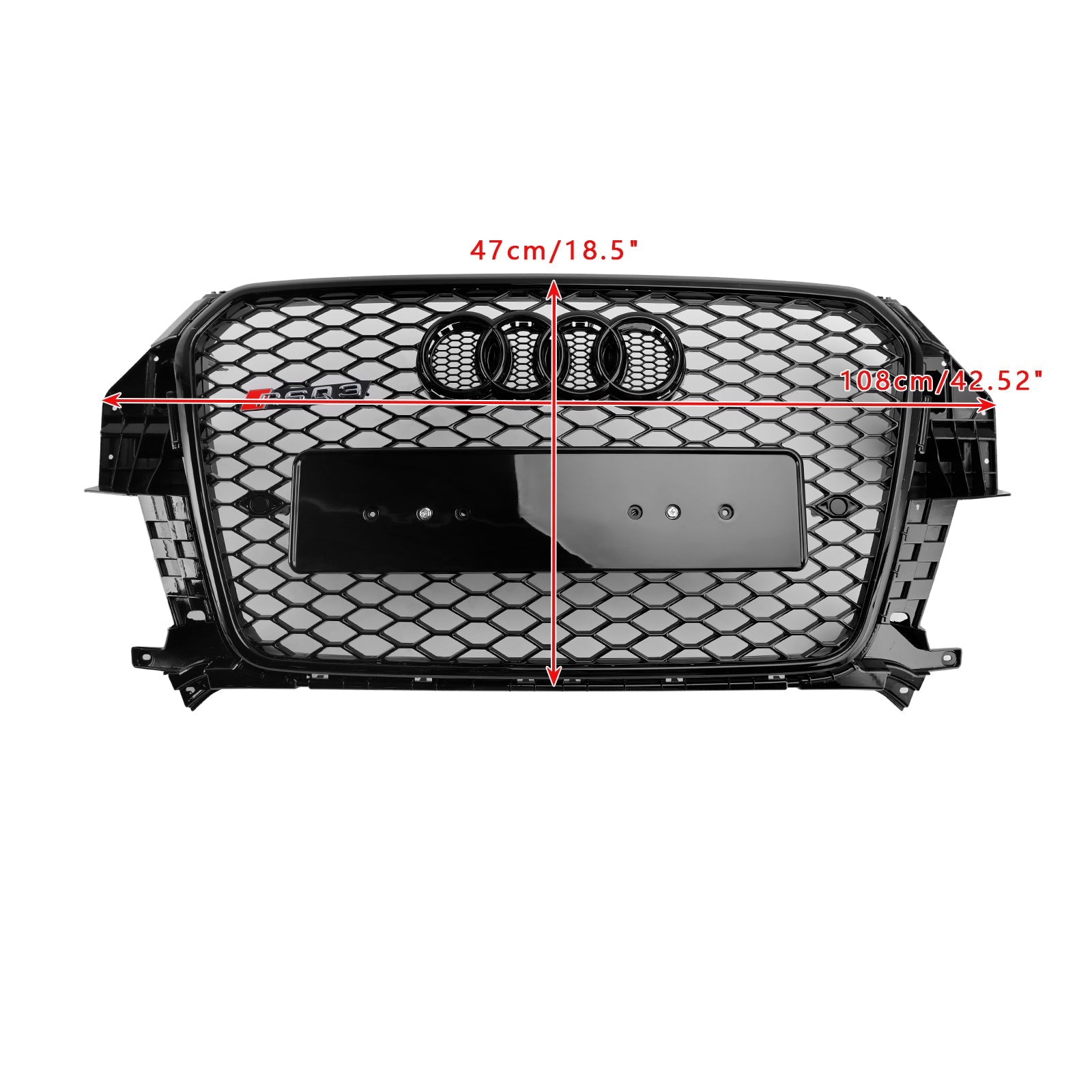 2011-2015 Audi Q3 S-Line RSQ3 Style Gloss Black Front Honeycomb Mesh Grille