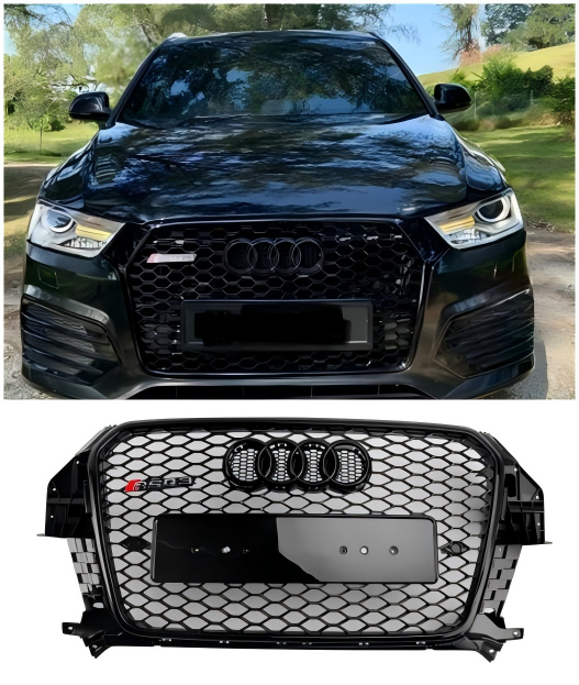 2011-2015 Audi Q3 RSQ3 Style Gloss Black Front Honeycomb Mesh Grille