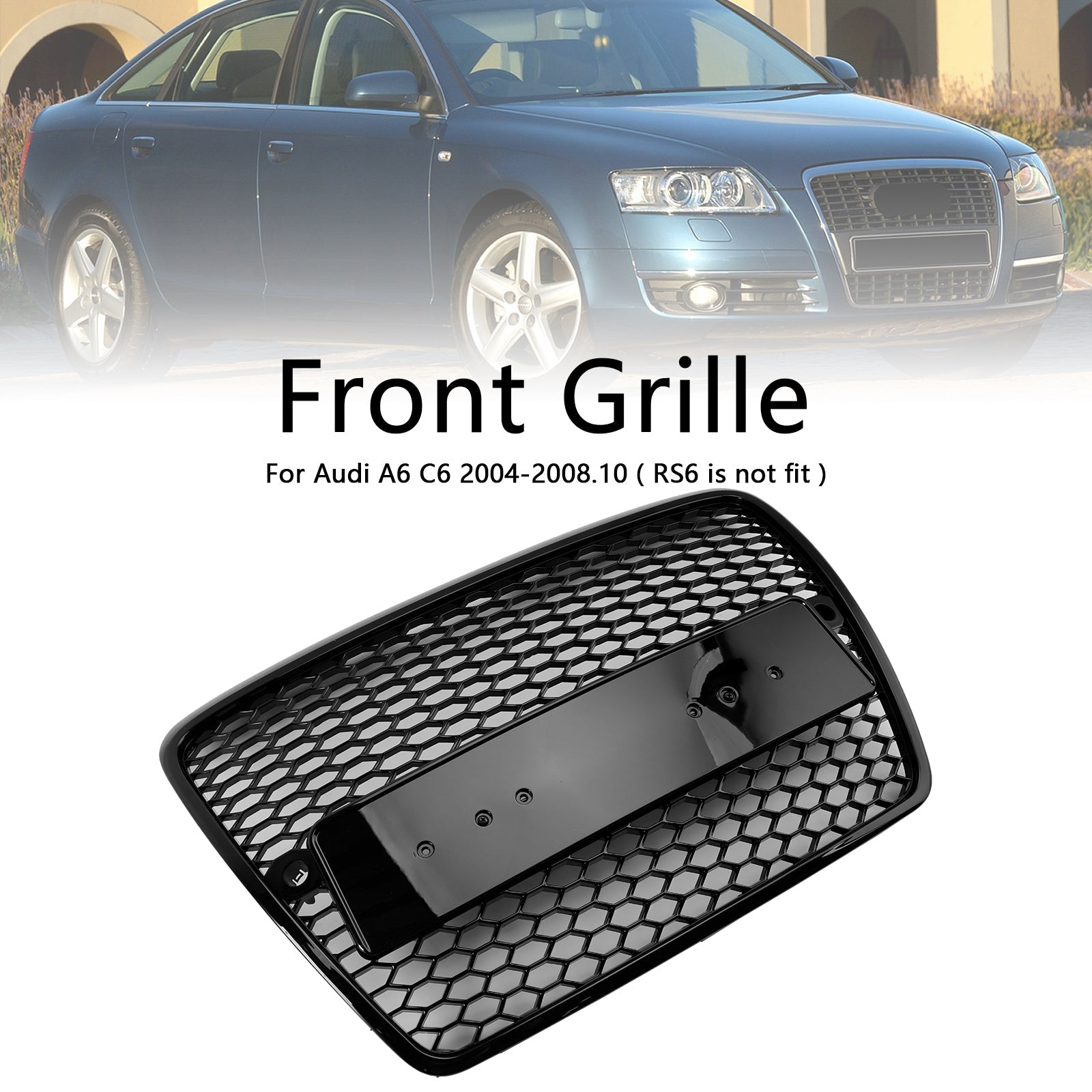 2004 2005 2006 2007 2008 Audi A6 C6 Pre-Facelift Black Front Honeycomb Bumper Grill Grille