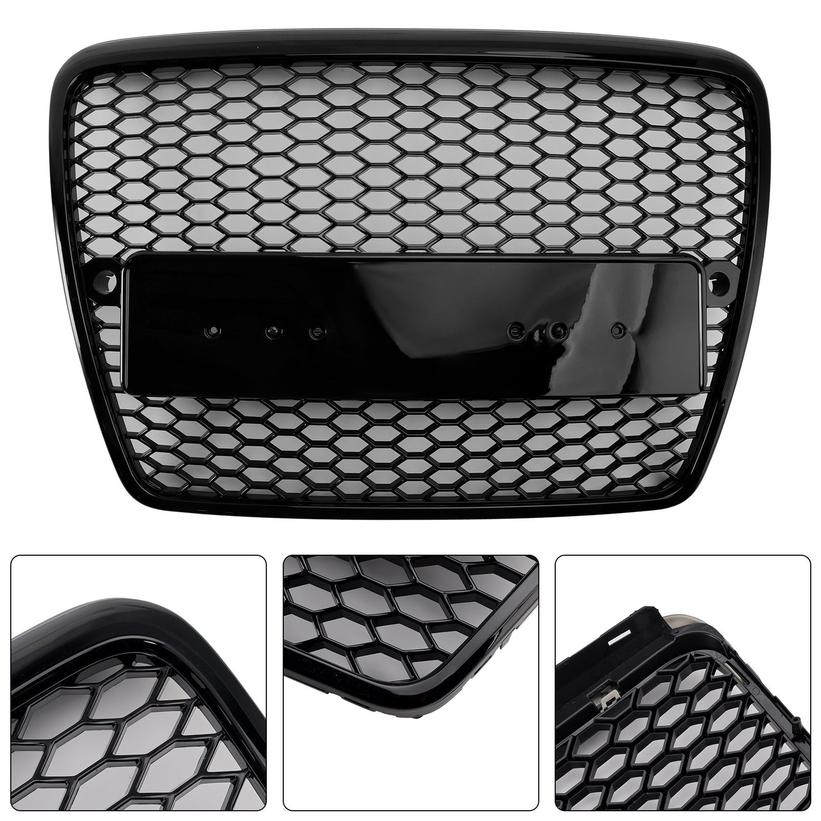 2004 2005 2006 2007 2008 Audi A6 C6 Pre-Facelift Black Front Honeycomb Bumper Grill Grille