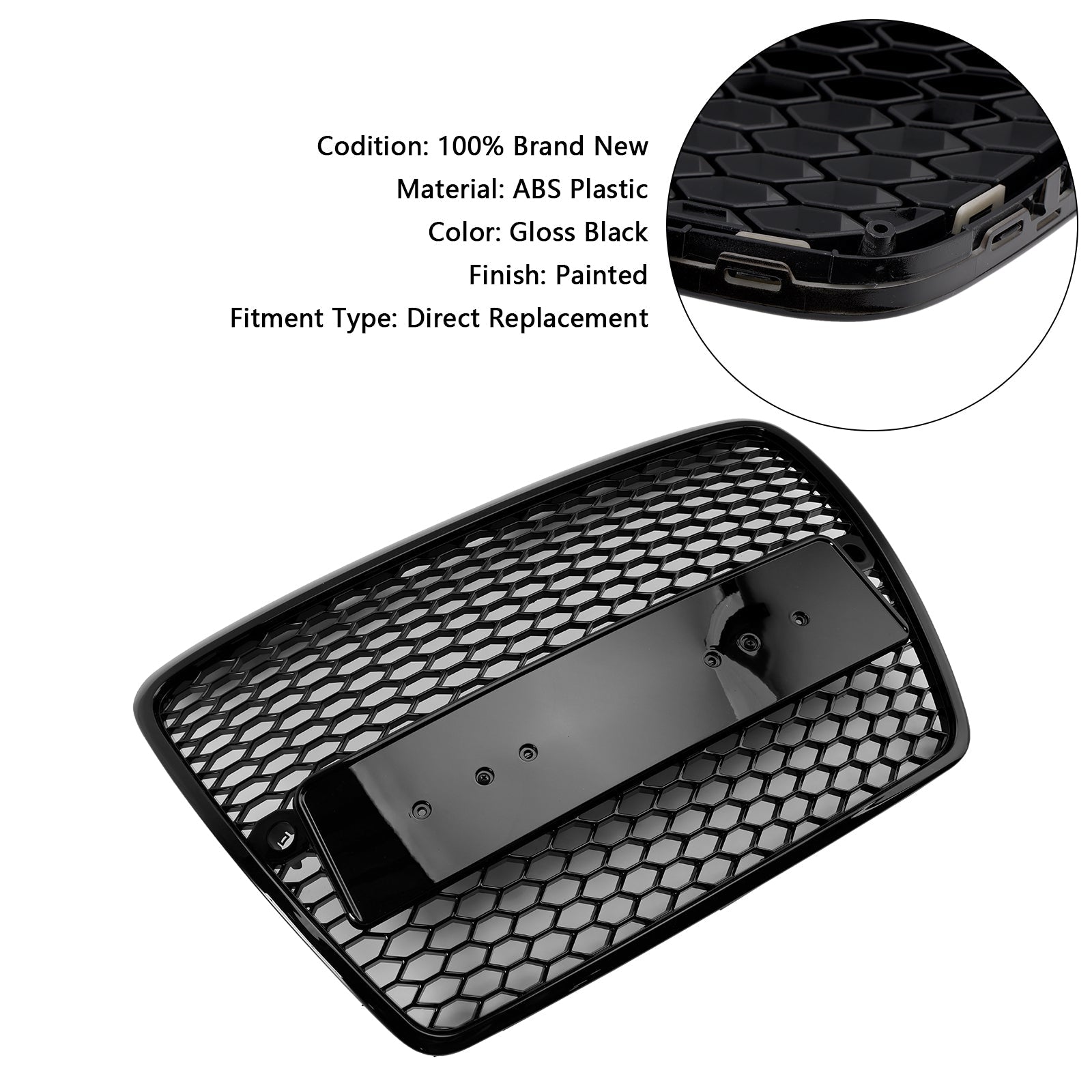 2004 2005 2006 2007 2008 Audi A6 C6 Pre-Facelift Black Front Honeycomb Bumper Grill Grille