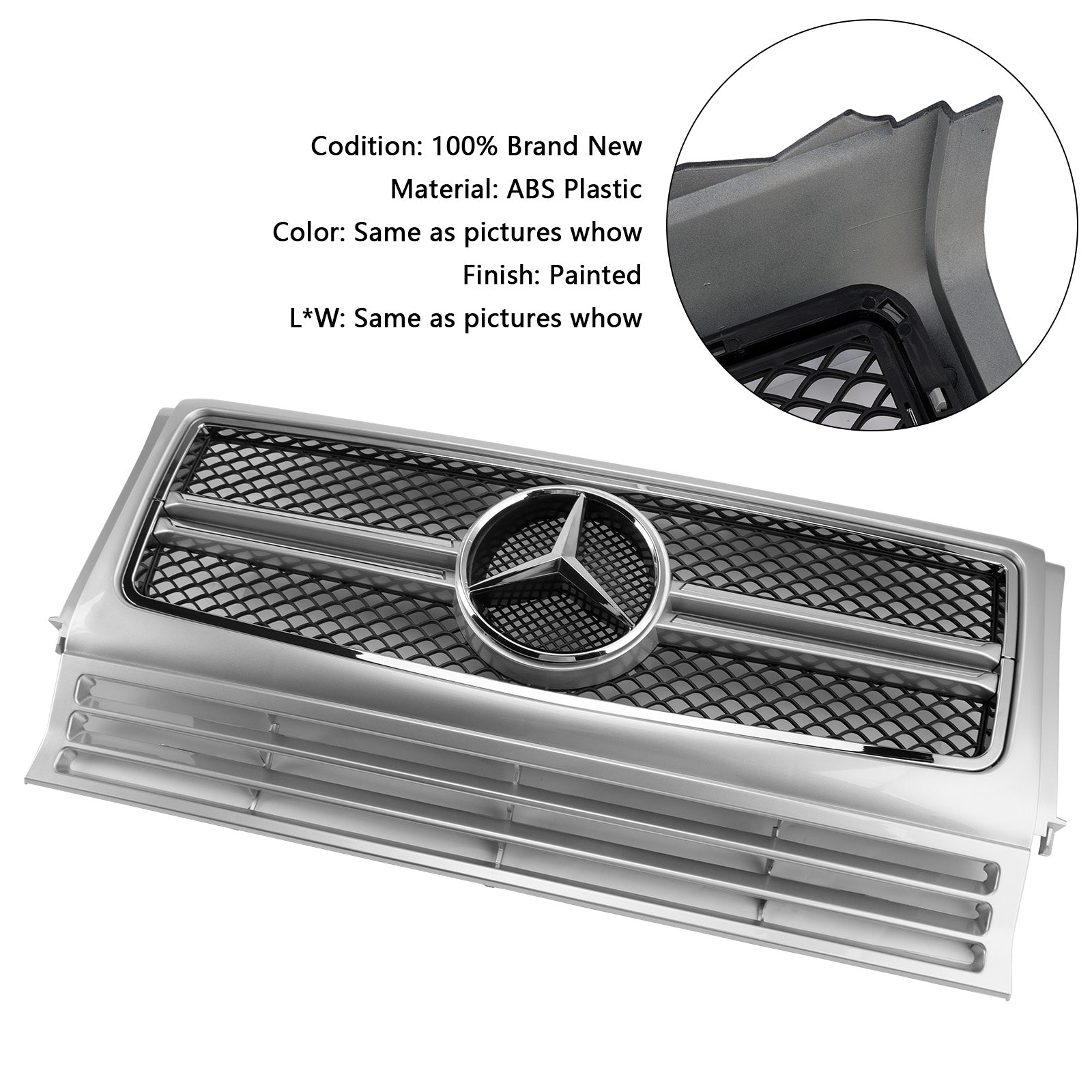 1990-2018 Mercedes Benz W463 Chrome Black Front Bumper Grille Grill Generic