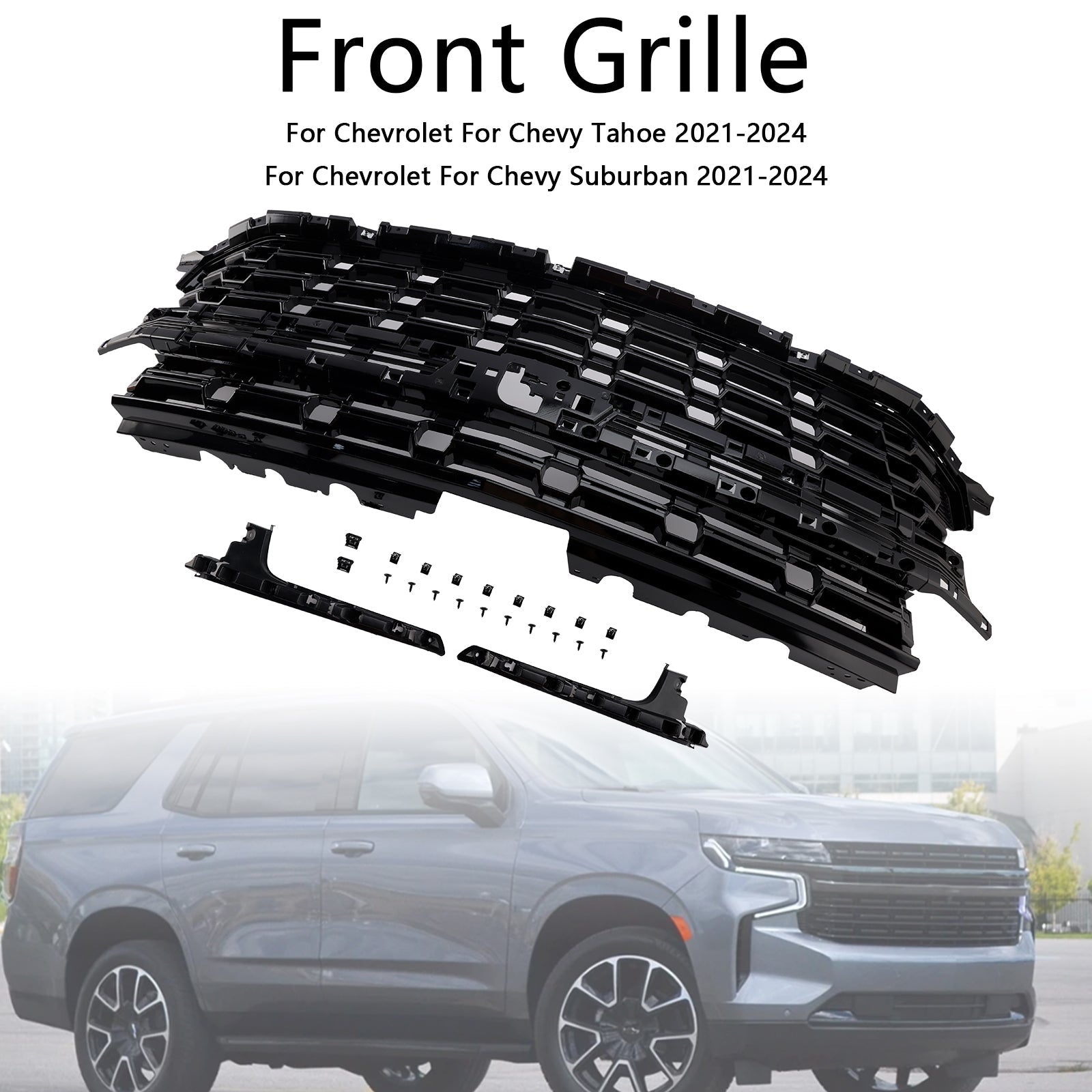 2021-2024 Chevrolet For Chevy Suburban Z71-Look Front Bumper Grille Black