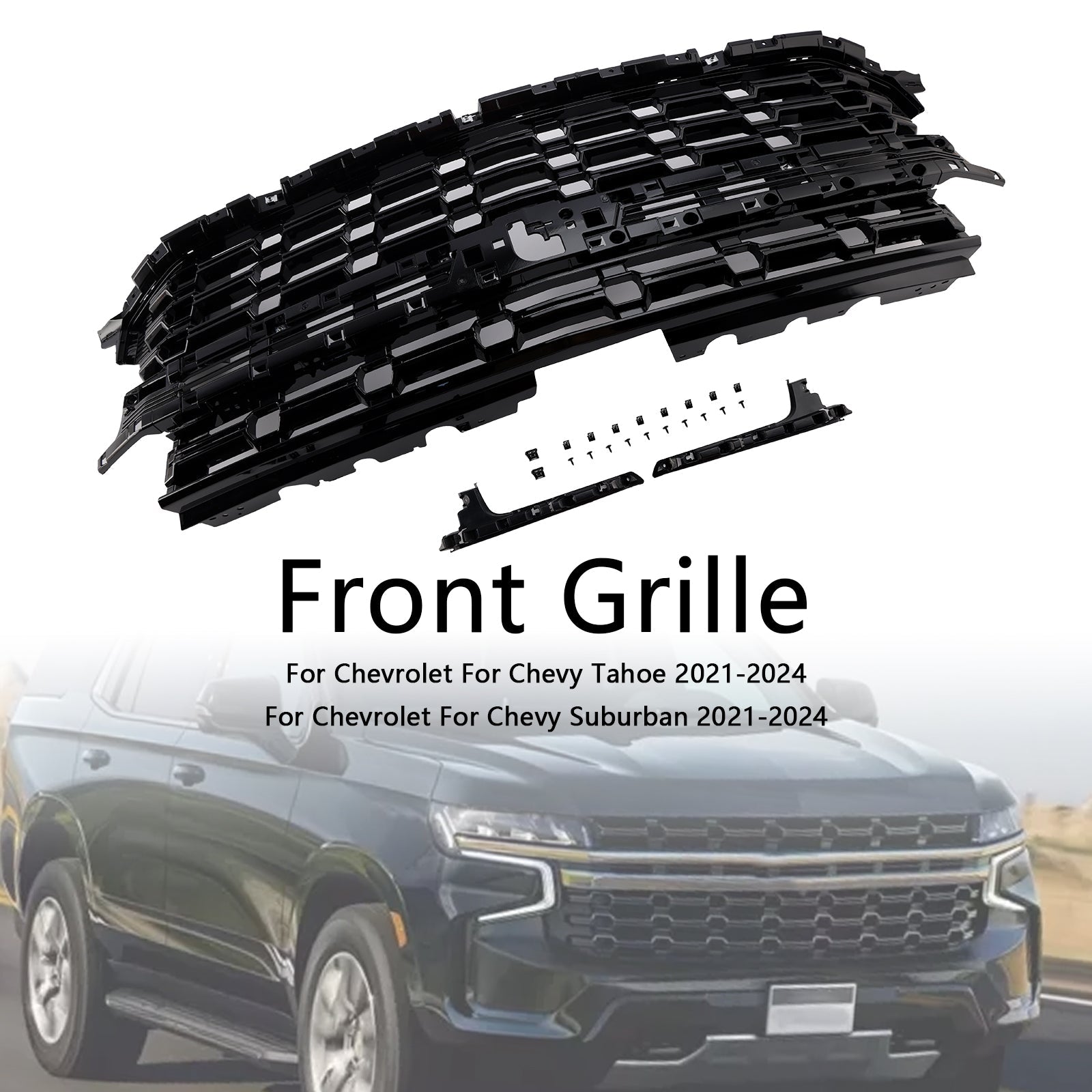 2021-2024 Chevrolet For Chevy Tahoe Z71-Look Front Bumper Grille Black
