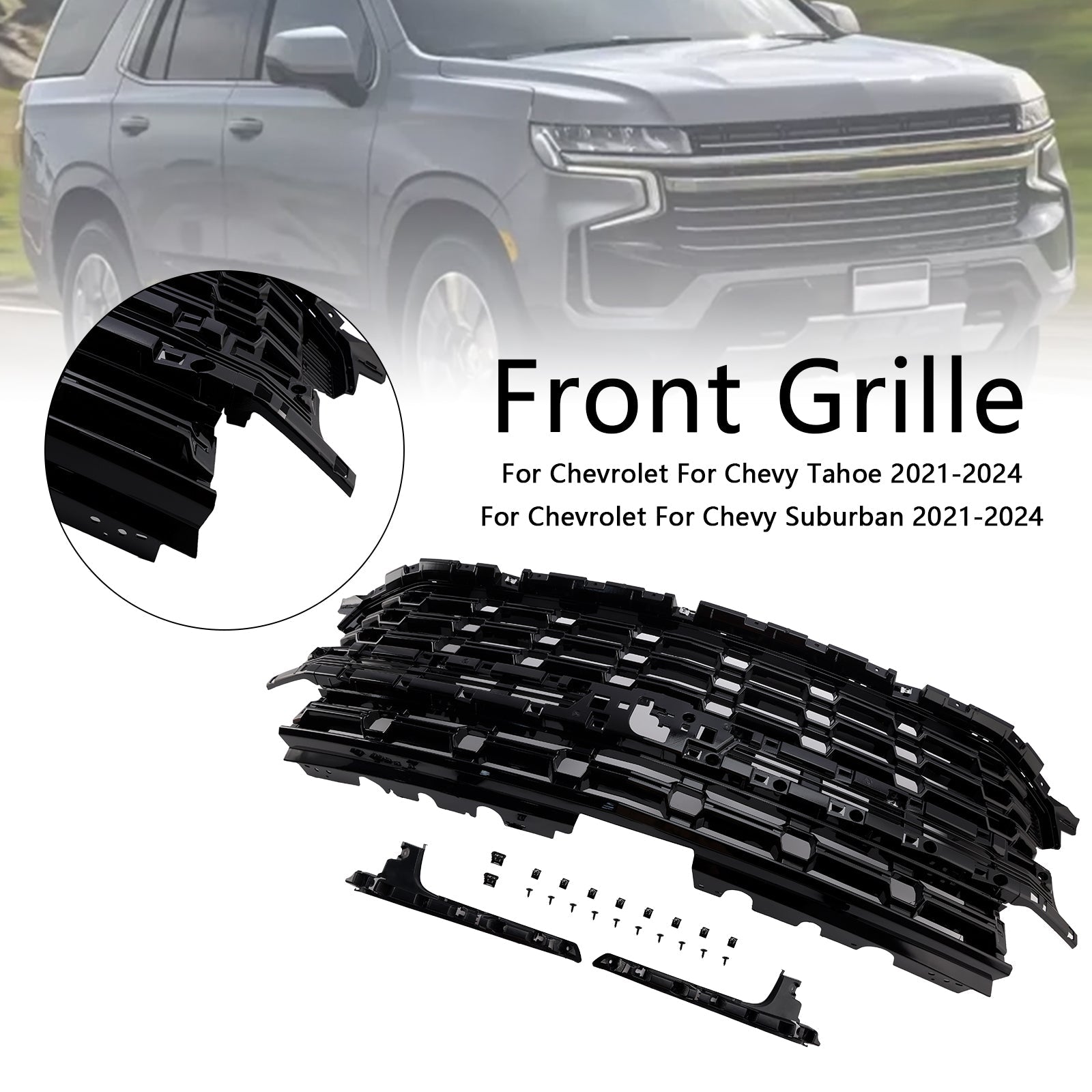 2021-2024 Chevrolet For Chevy Tahoe Z71-Look Front Bumper Grille Black