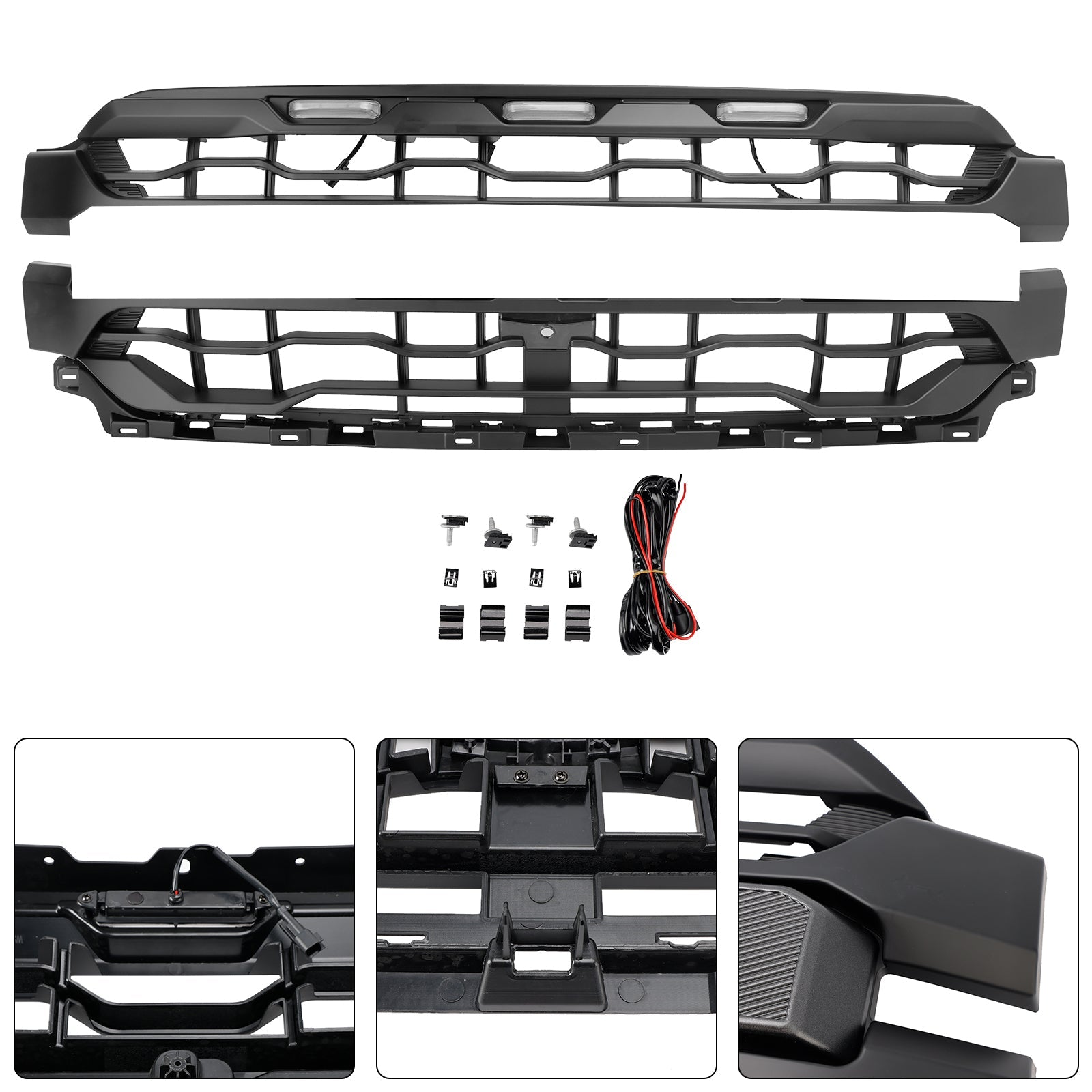 2024+ Ford F150 With LED Black Front Bumper Grille Grill