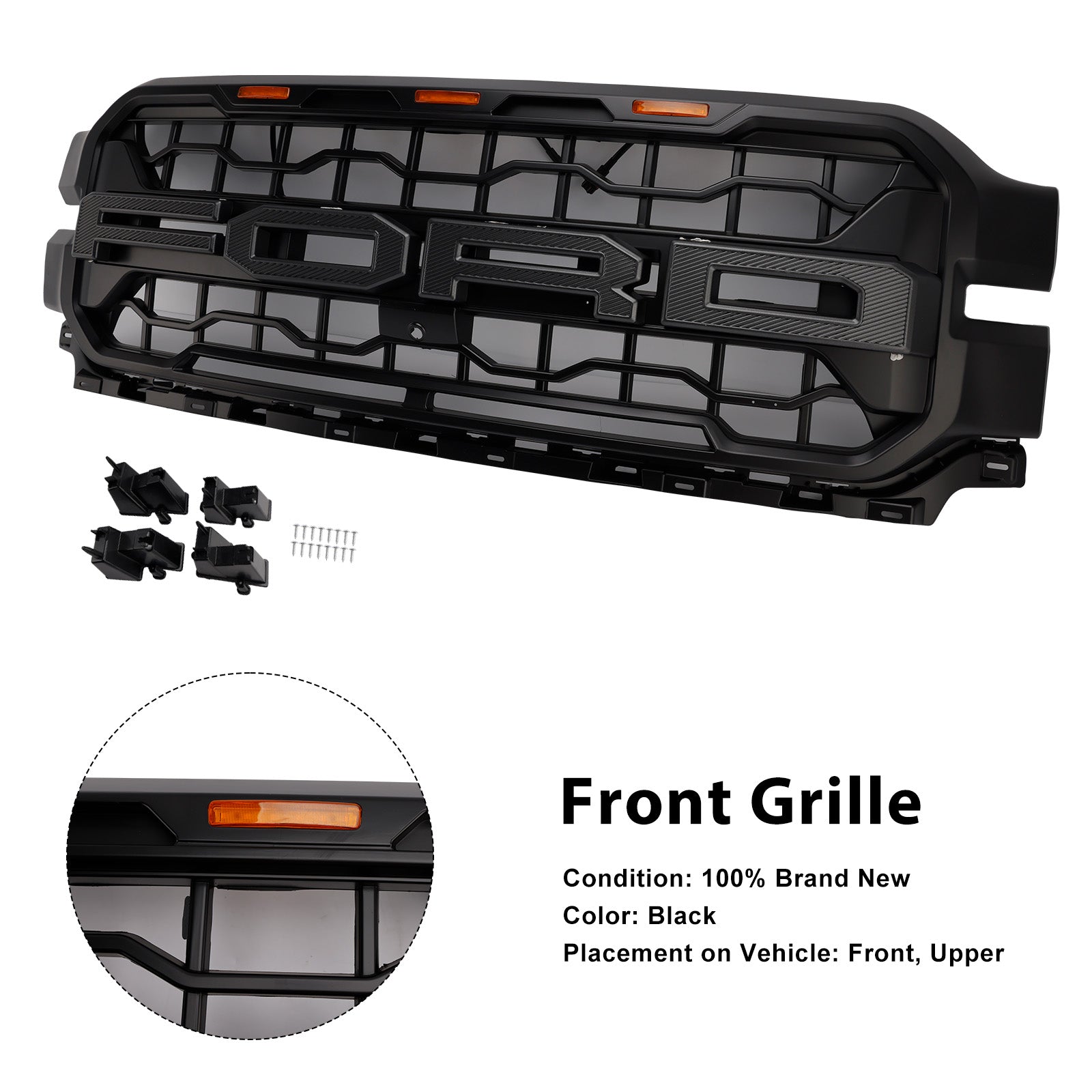 2024+ Ford F150 With LED Black Front Bumper Grille Grill