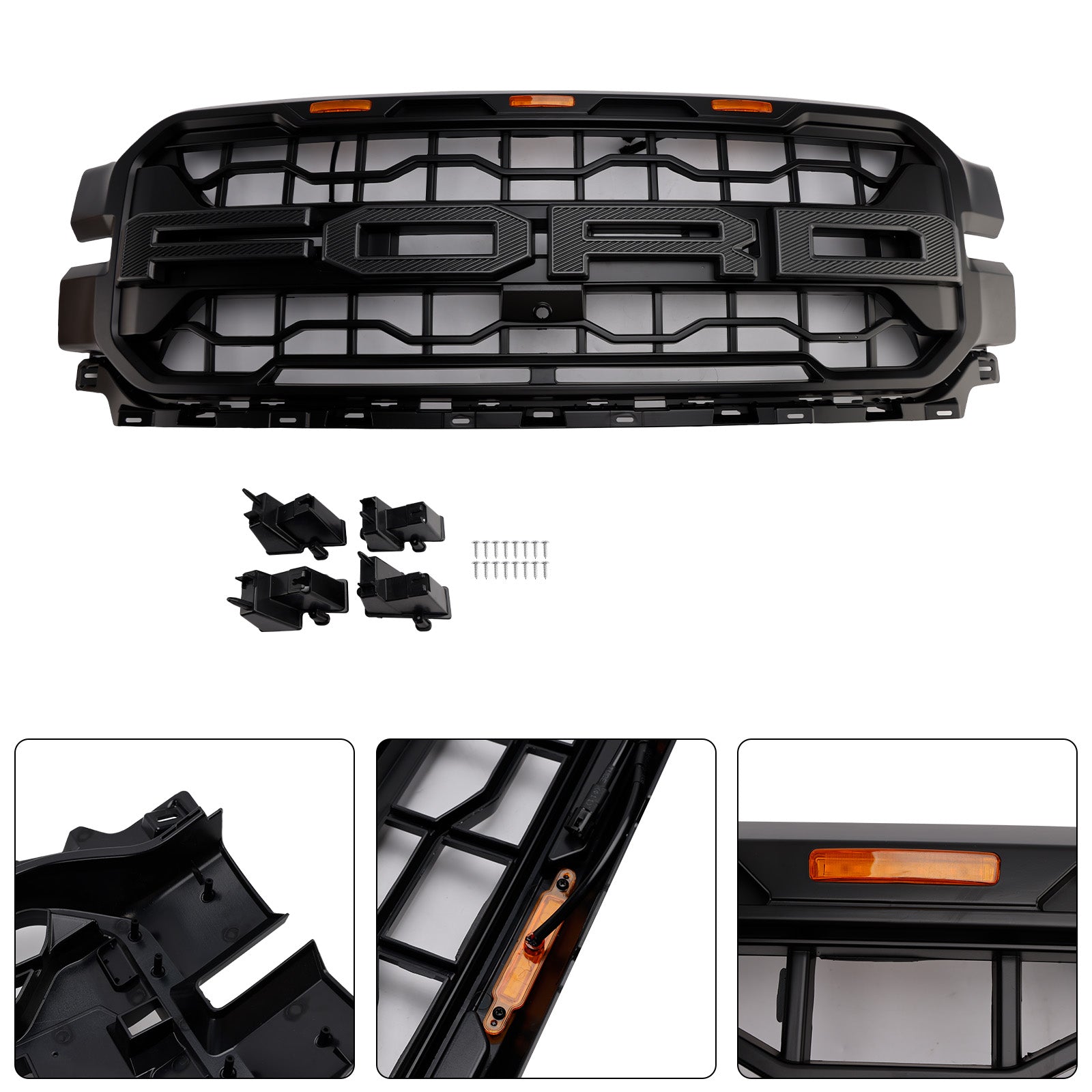 2024+ Ford F150 With LED Black Front Bumper Grille Grill