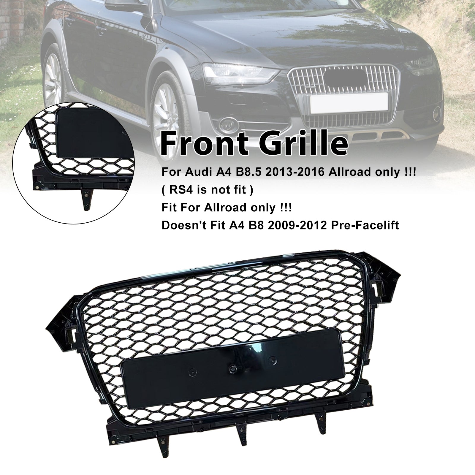 2013-2016 Audi A4 B8.5 Allroad only RS4 Style Front Bumper Grill Grille