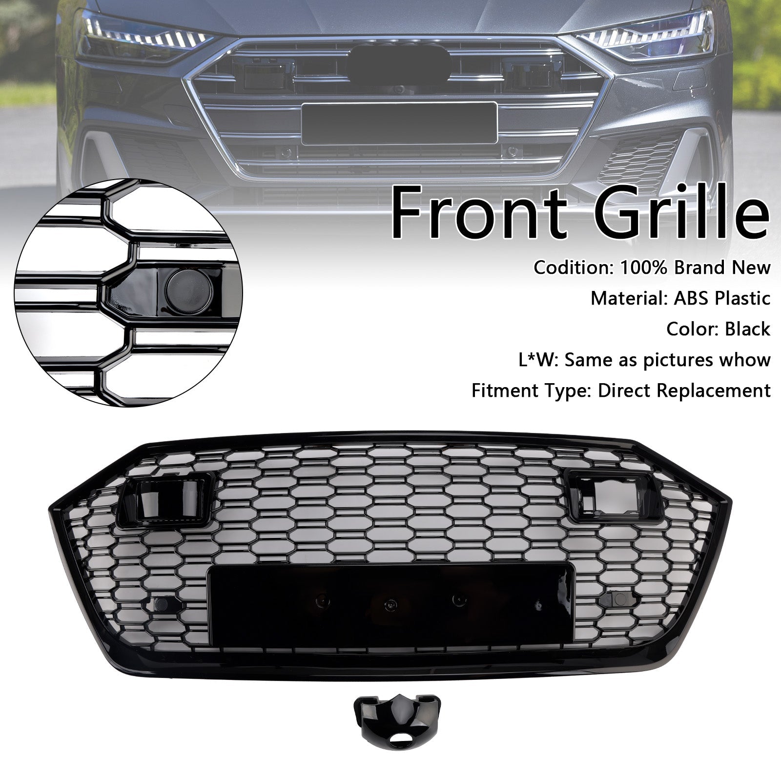 2019-2024 Audi A7 C8 S7 W/ACC Front Bumper Grille Grill Black