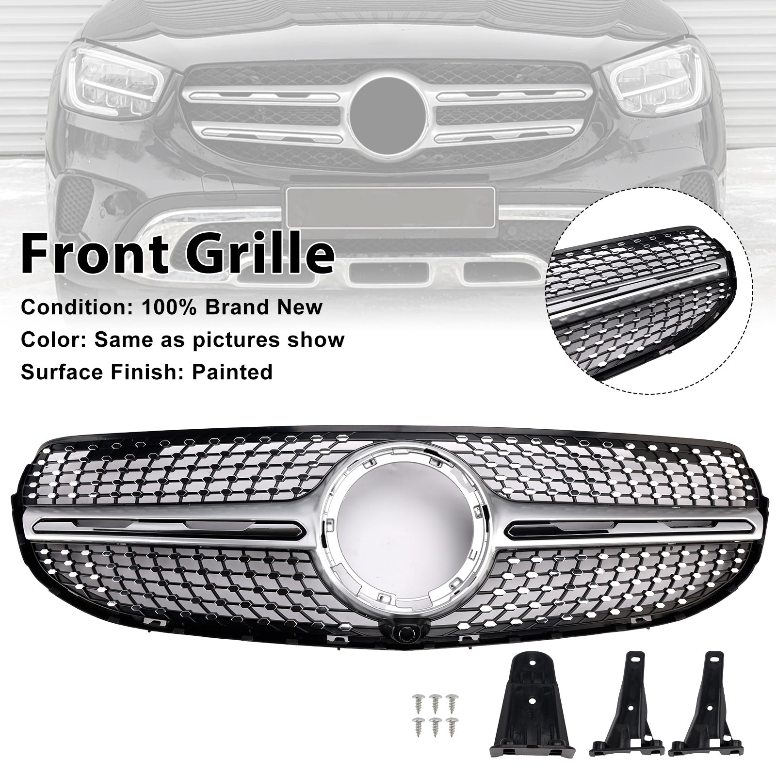 2020-2022 Fit Mercedes-Benz X253 GLC250 GLC300 GT-Style Front Bumper Grille