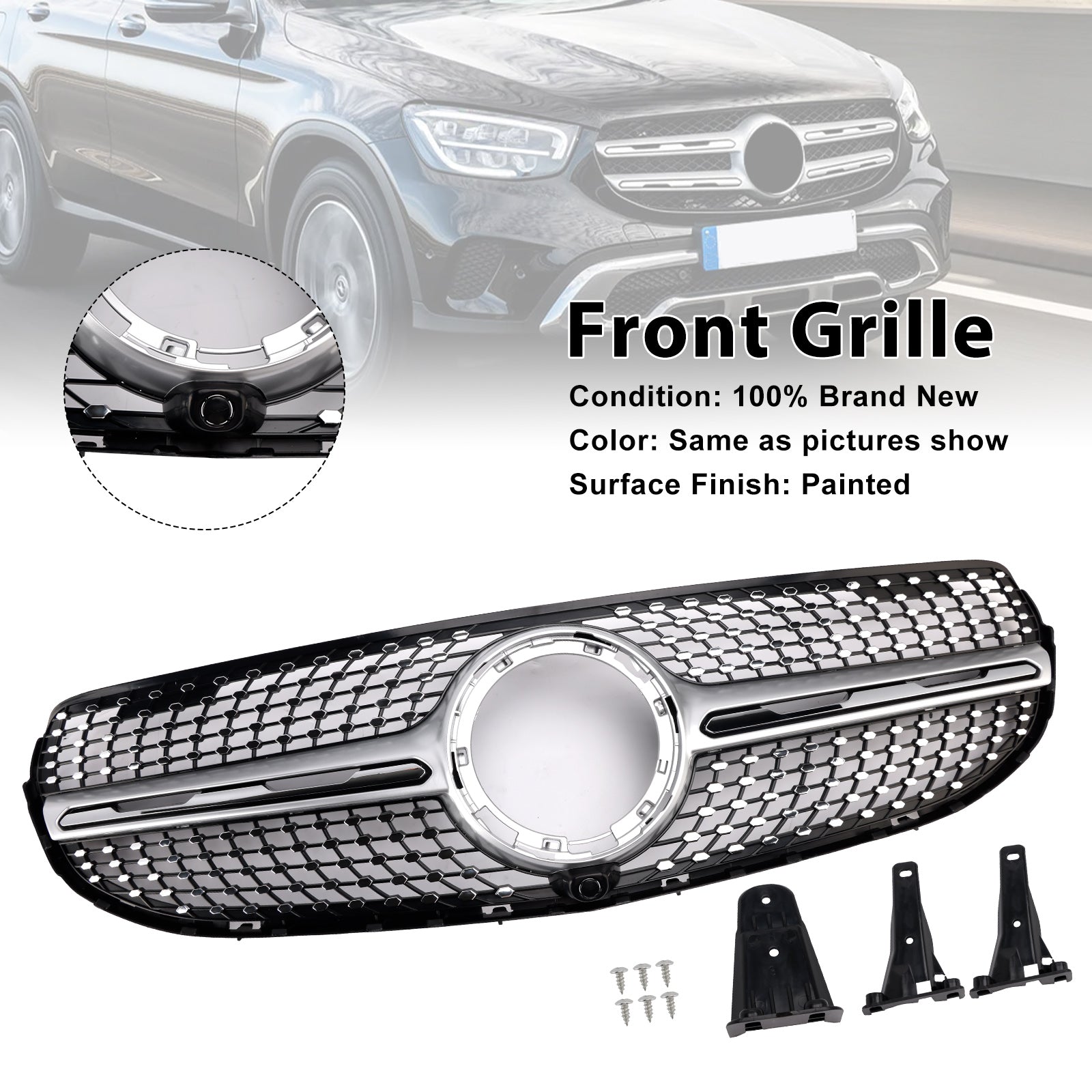 2020-2022 Fit Mercedes-Benz X253 GLC250 GLC300 GT-Style Front Bumper Grille