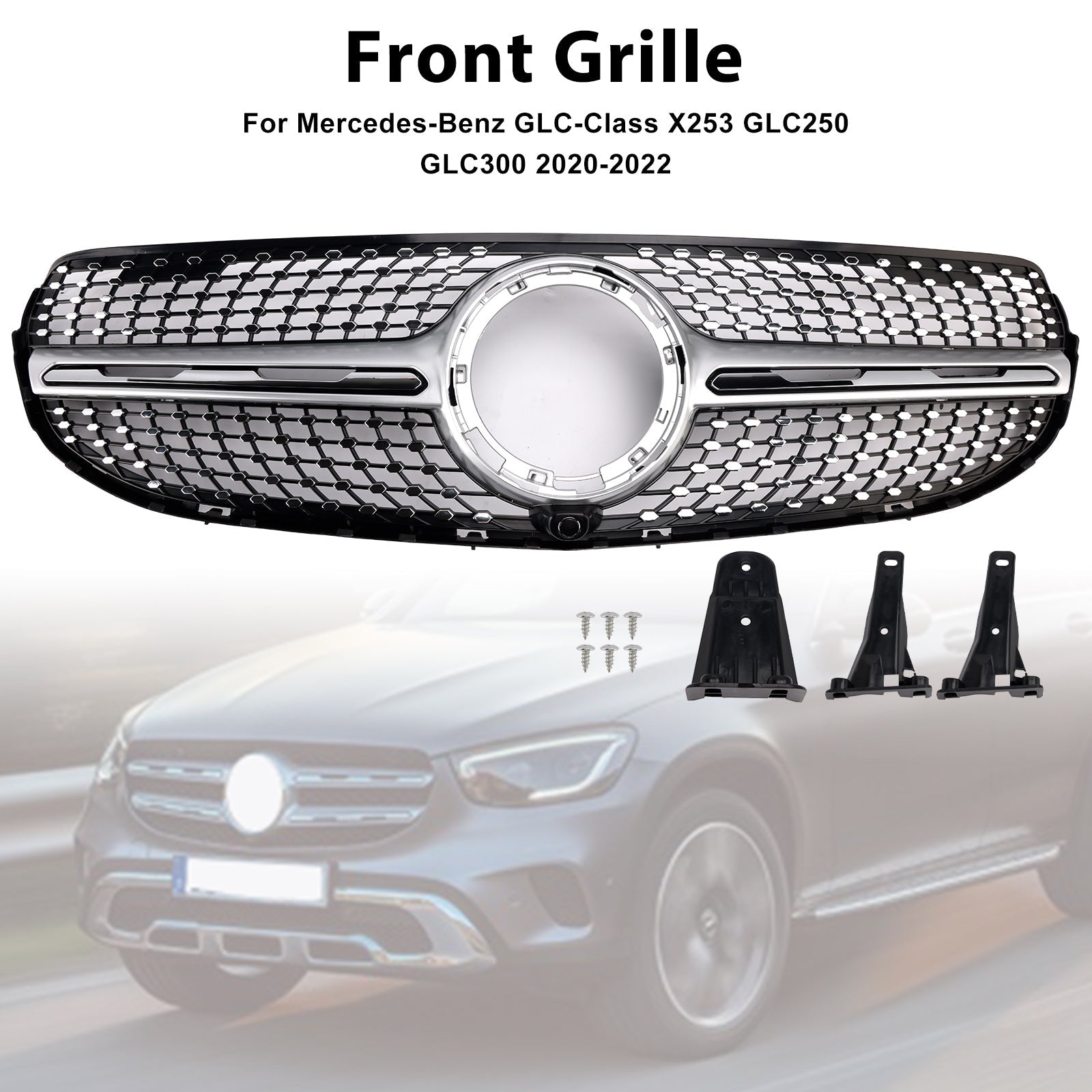 2020-2022 Fit Mercedes-Benz X253 GLC250 GLC300 GT-Style Front Bumper Grille