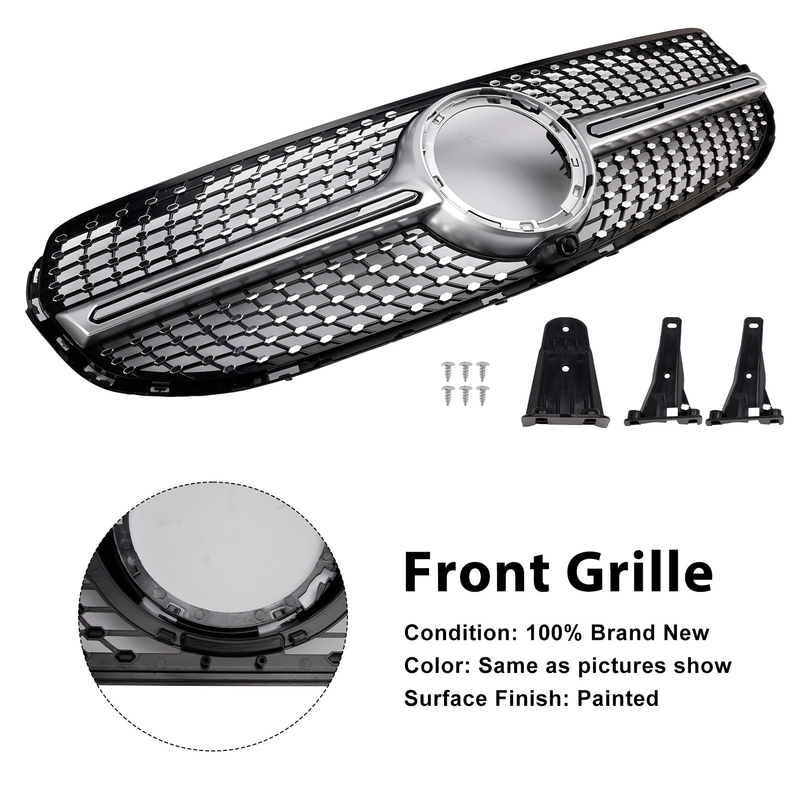 2020-2022 Fit Mercedes-Benz X253 GLC250 GLC300 GT-Style Front Bumper Grille