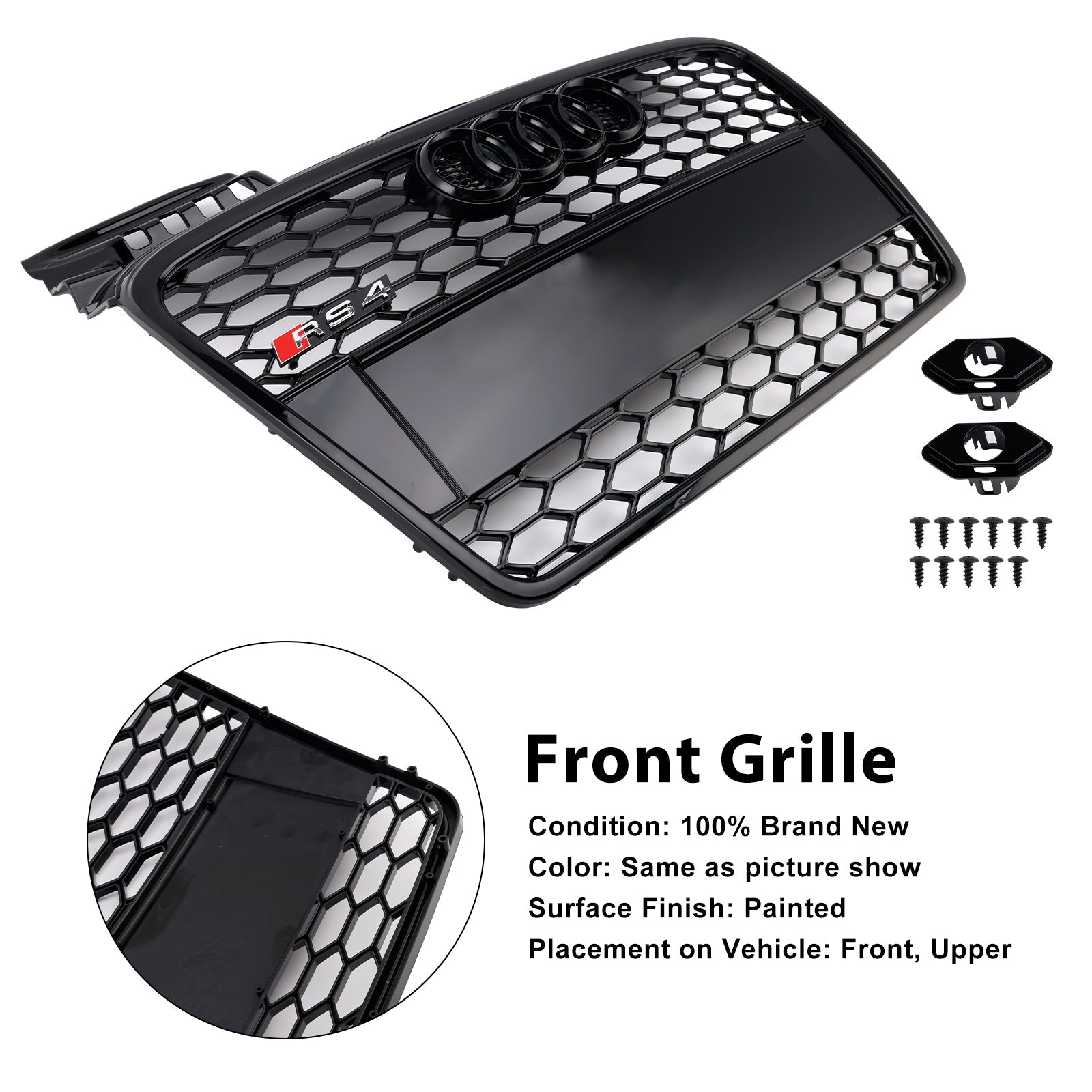 2005-2008 Audi A4 B7 RS4 Style Honeycomb Sport Mesh Hex Grille Grill