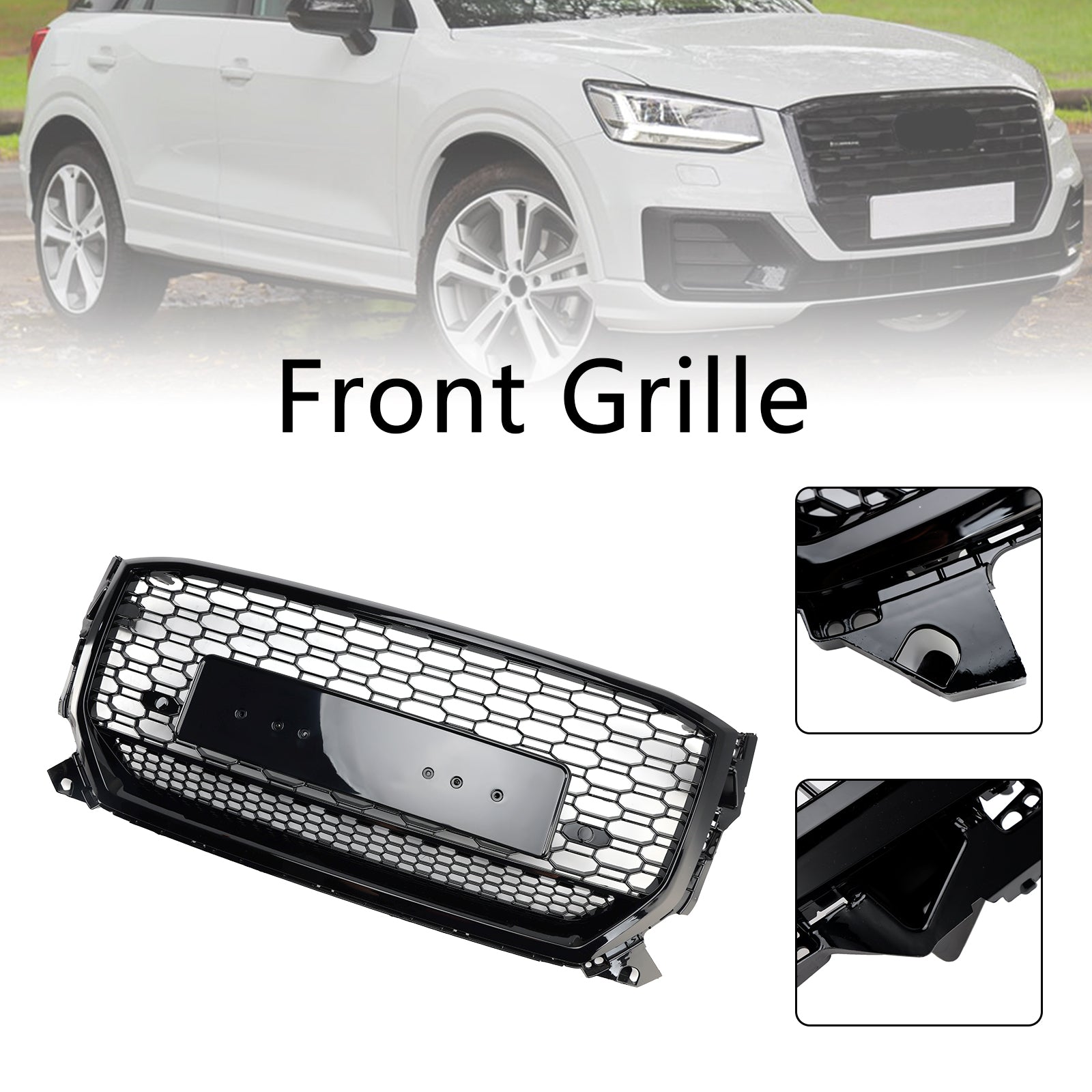 2016-2020 Audi Q2 Pre-Facelift Gloss Black Front Honeycomb Grille Grill