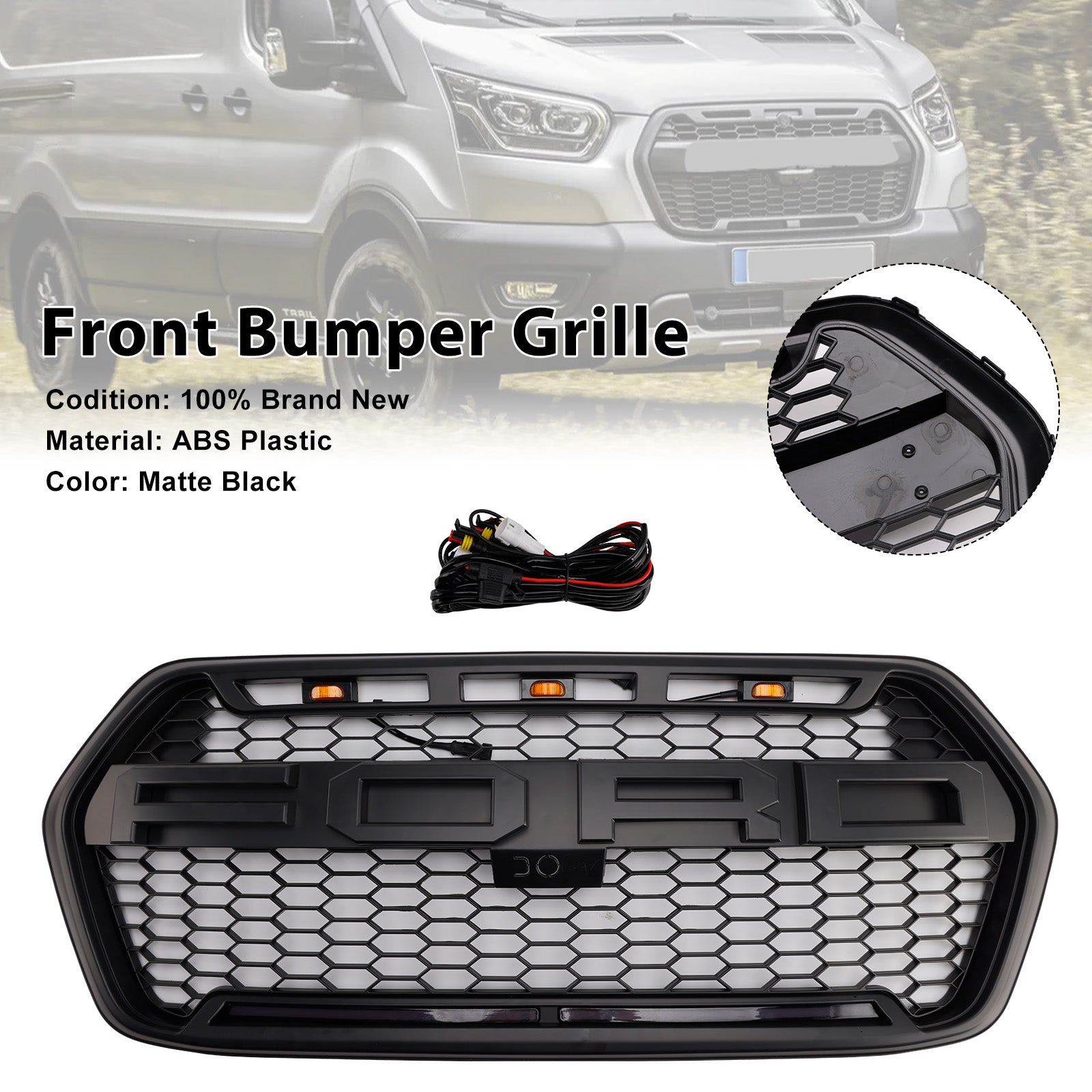 2020-2025 Ford Transit 150 250 350 Raptor Style Front Bumper Grill Grille