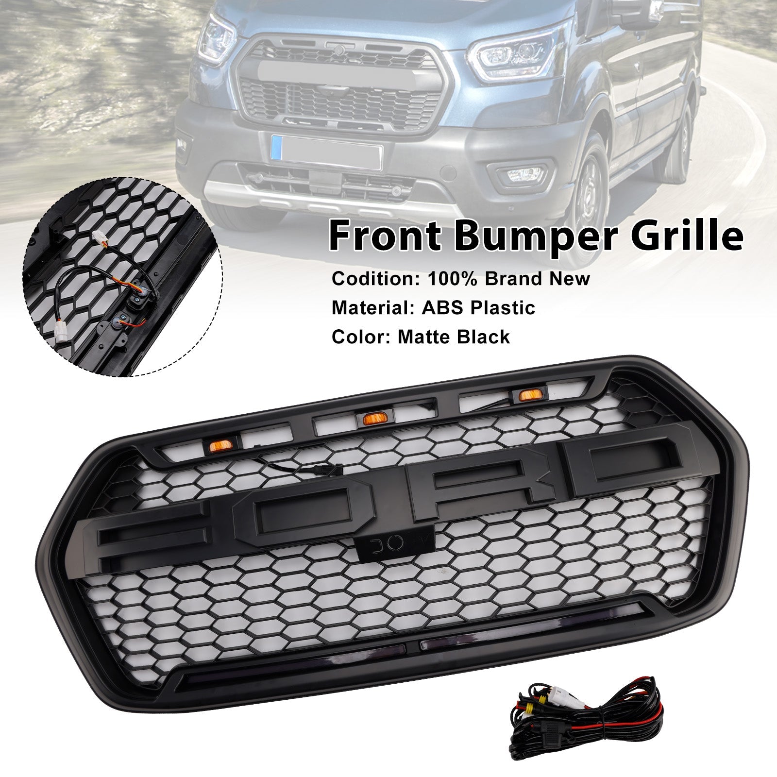 2020-2025 Ford Transit 150 250 350 Raptor Style Front Bumper Grill Grille